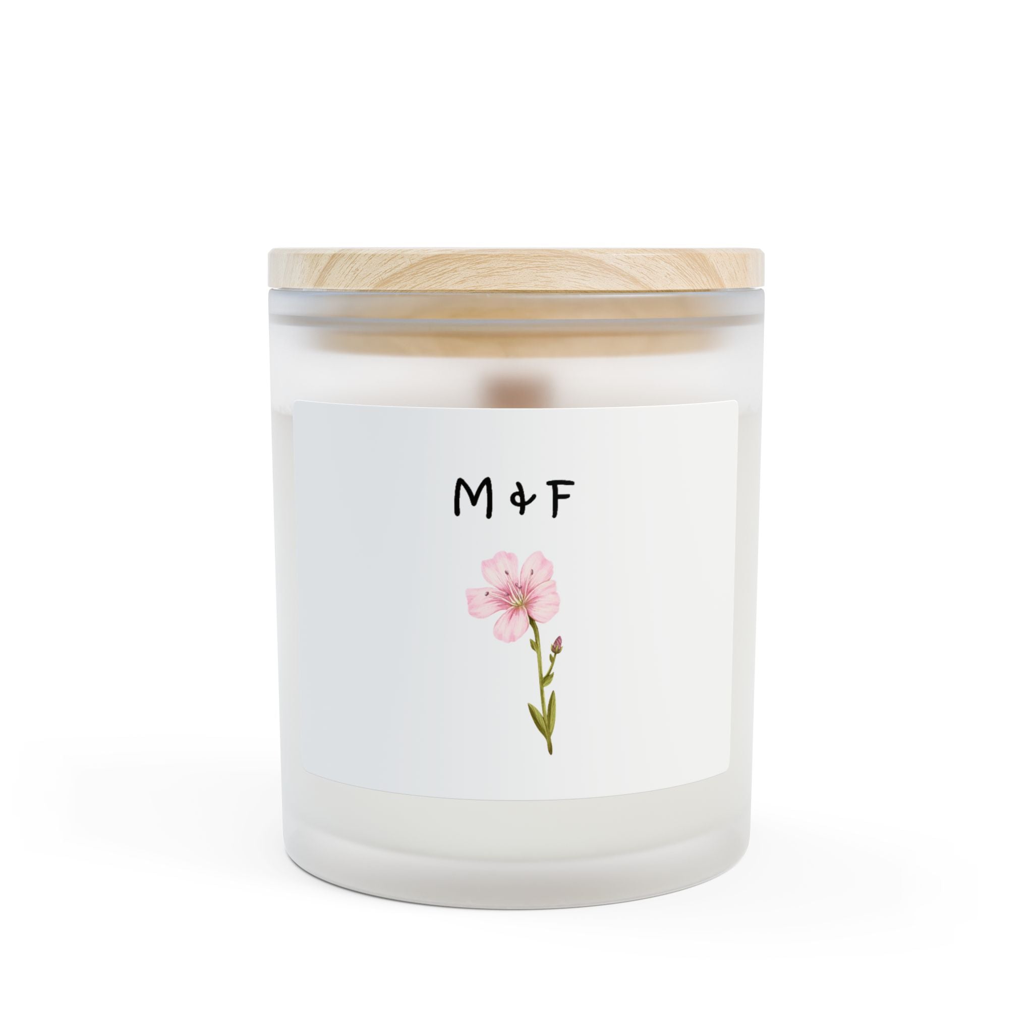 Frosted Glass Candle, 11oz (Pink Flower)