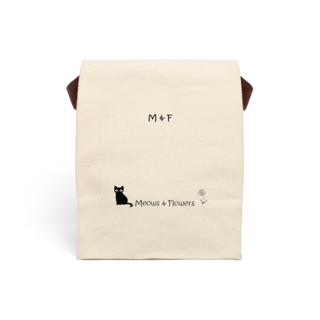 Canvas Lunch Bag With Strap (Meows and Flowers)