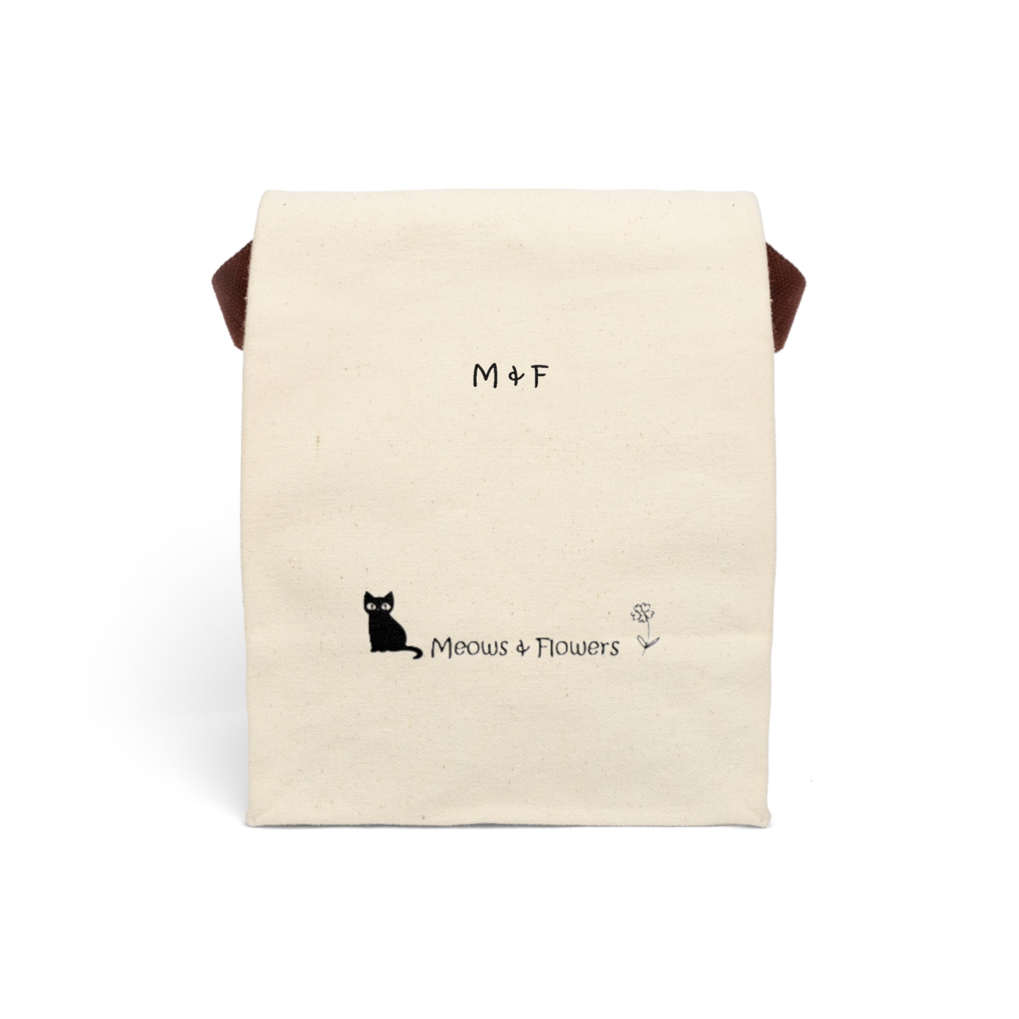Canvas Lunch Bag With Strap (Meows and Flowers)