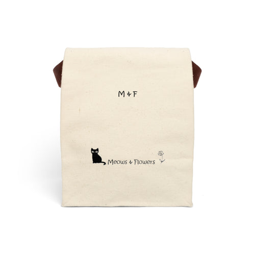 Canvas Lunch Bag With Strap (Meows and Flowers)