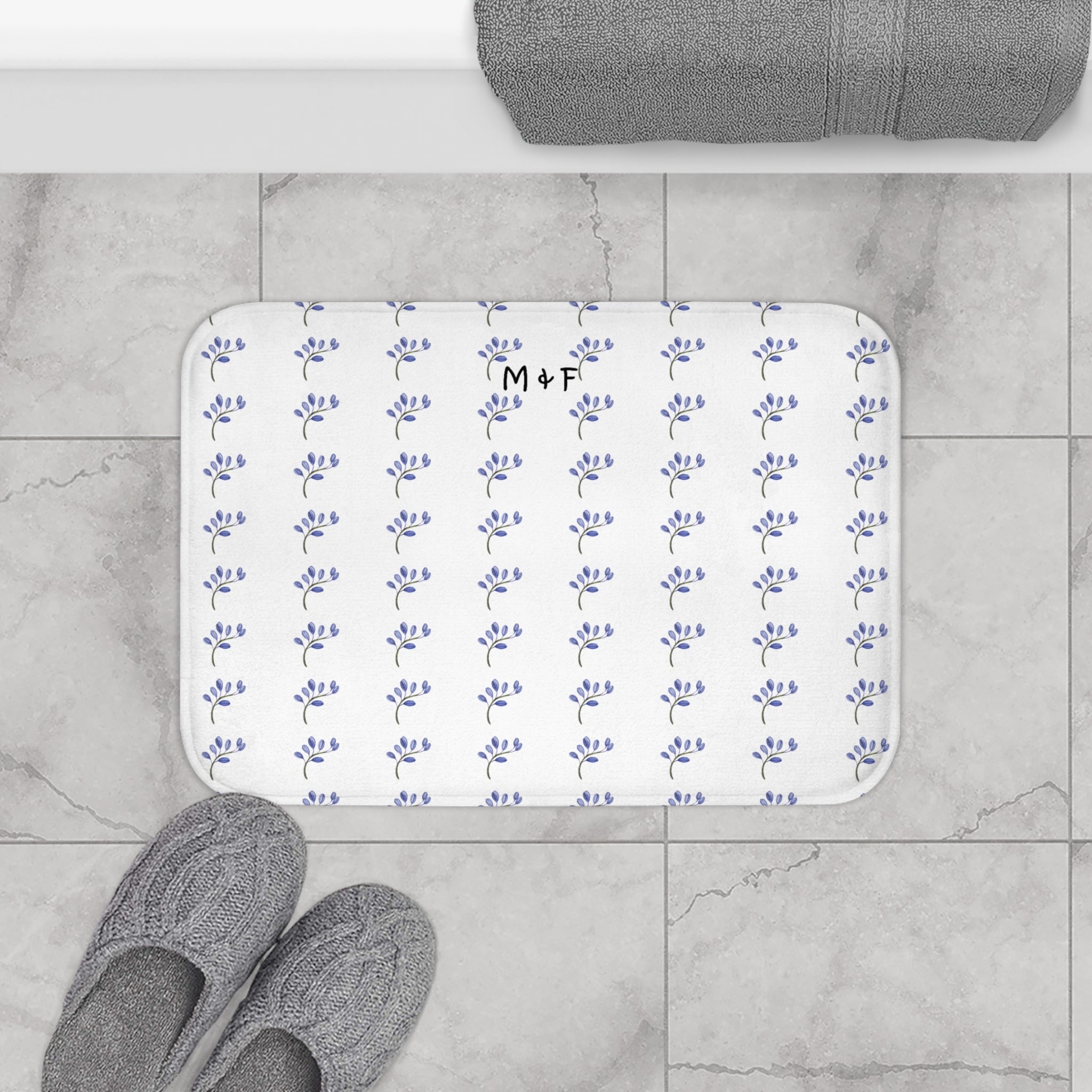 Bath Mat (Blue Flower)