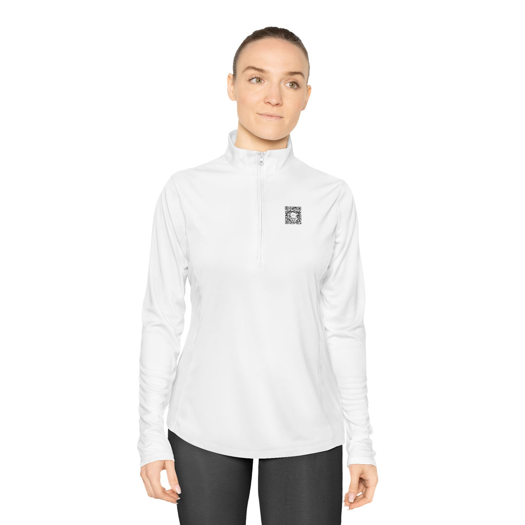 Ladies Quarter-Zip Pullover (Yellow Flower)