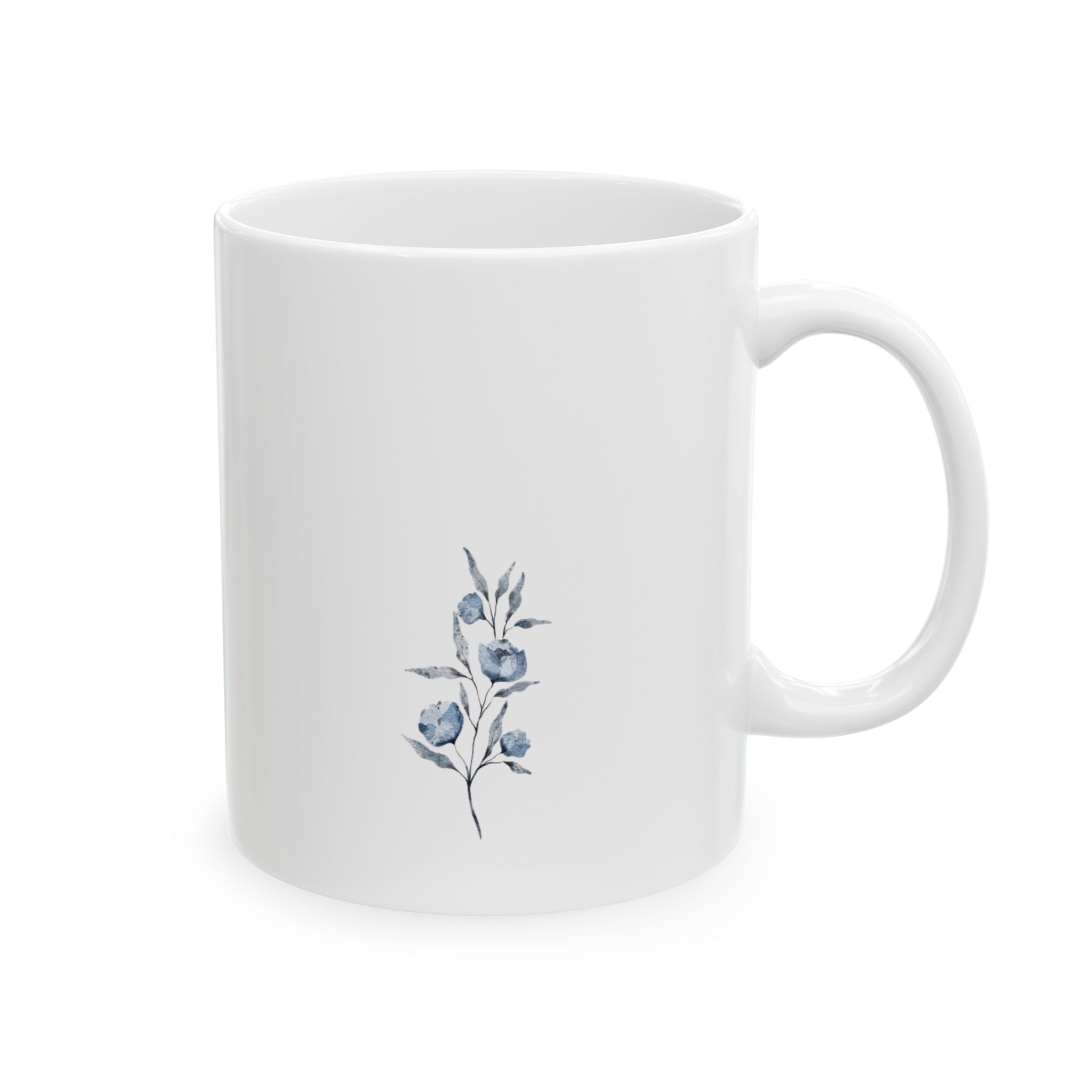 Ceramic Mug, (11oz) (Light Blue Flower)