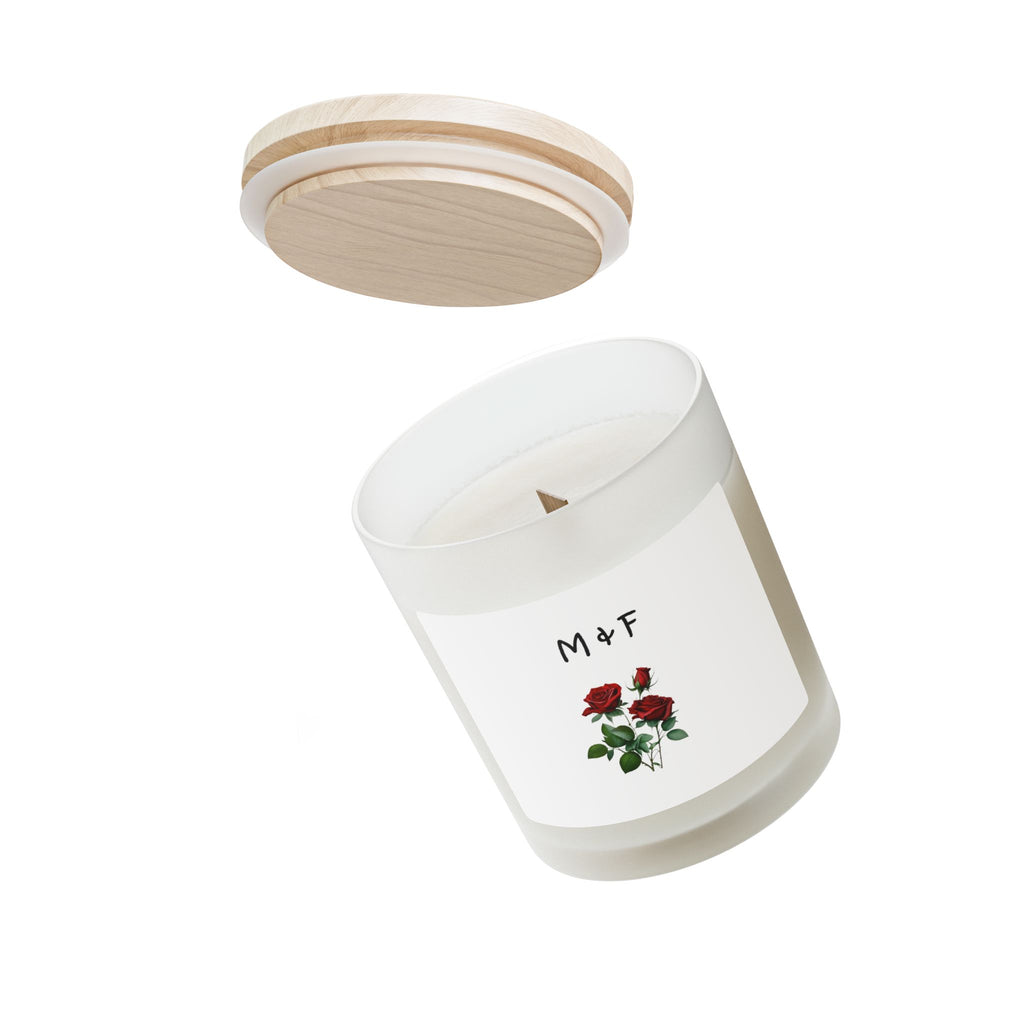 Frosted Glass Candle, 11oz (Roses Flower)