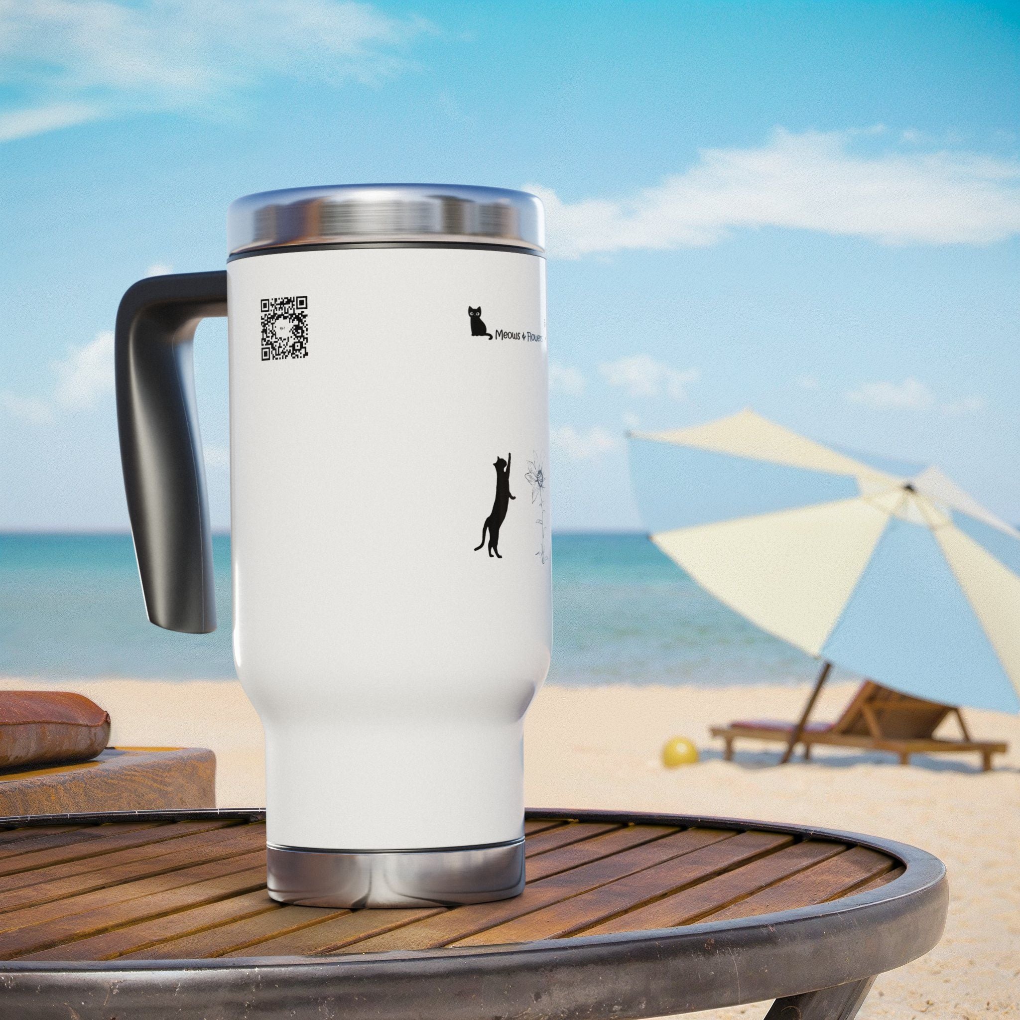 Stainless Steel Travel Mug with Handle, 14oz (M&F Logo)