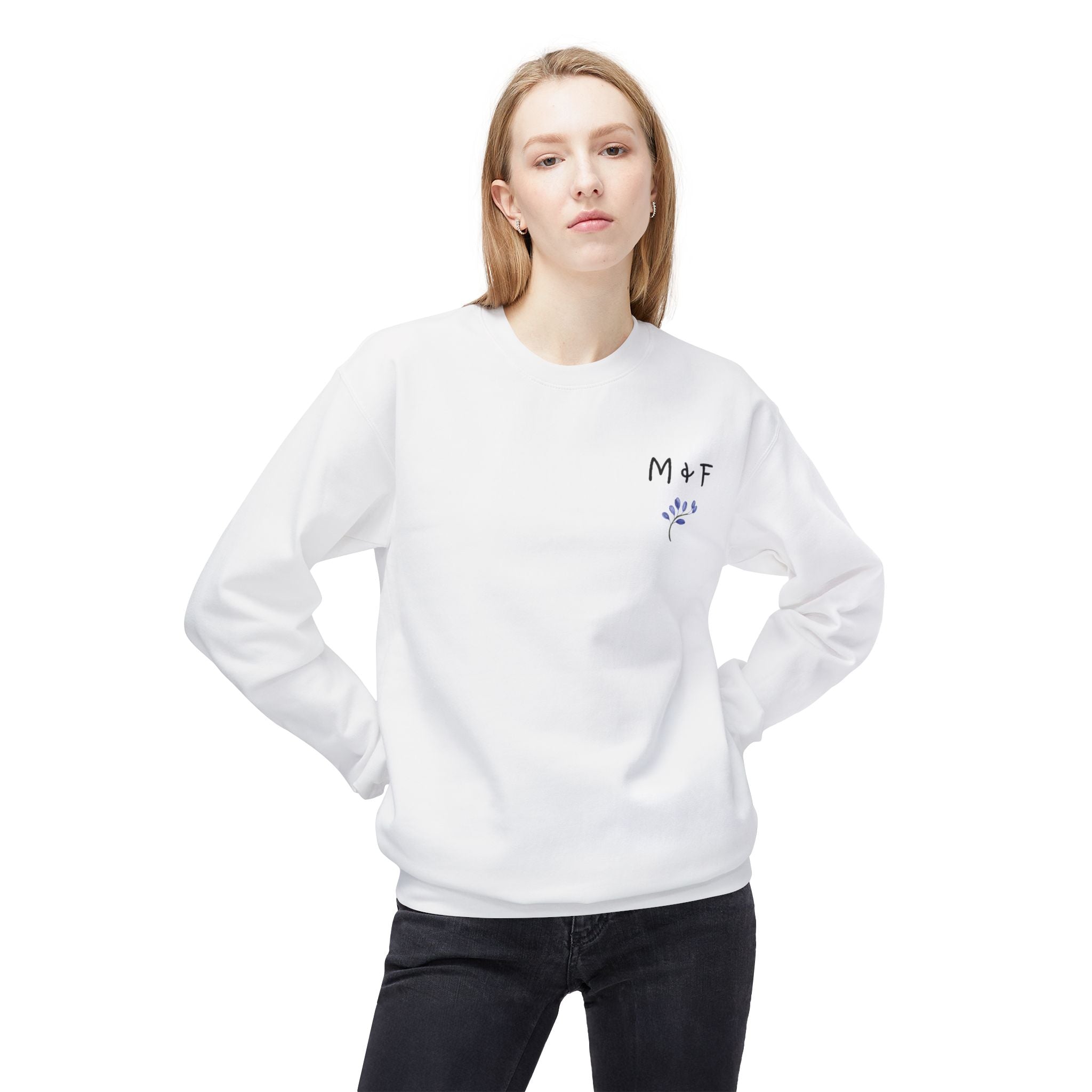 Midweight Softstyle Fleece Crewneck Sweatshirt (Blue Flower)