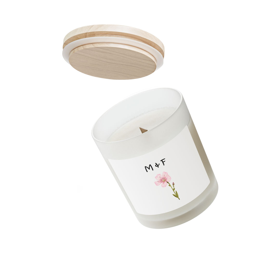 Frosted Glass Candle, 11oz (Pink Flower)