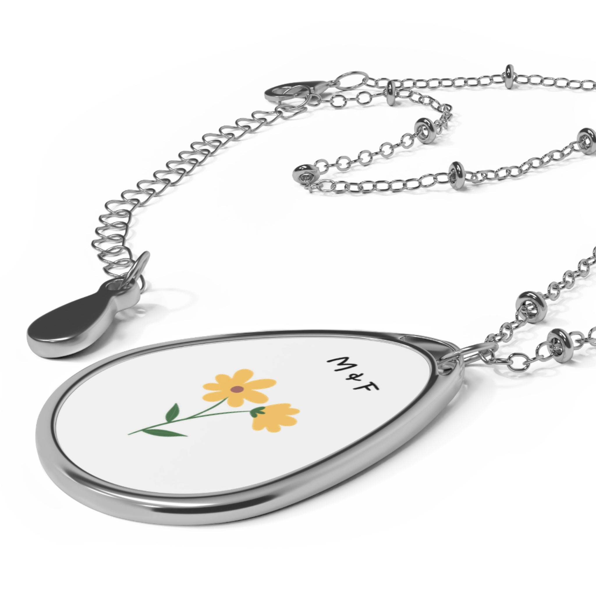 Oval Necklace (Yellow Flower)