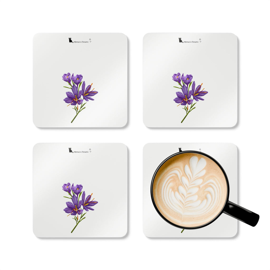 Corkwood Coaster Set (Purple Flower)