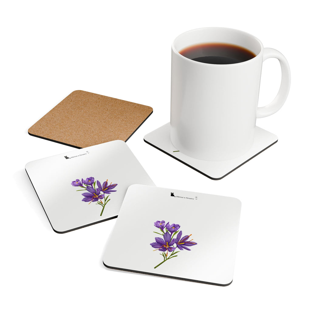 Corkwood Coaster Set (Purple Flower)