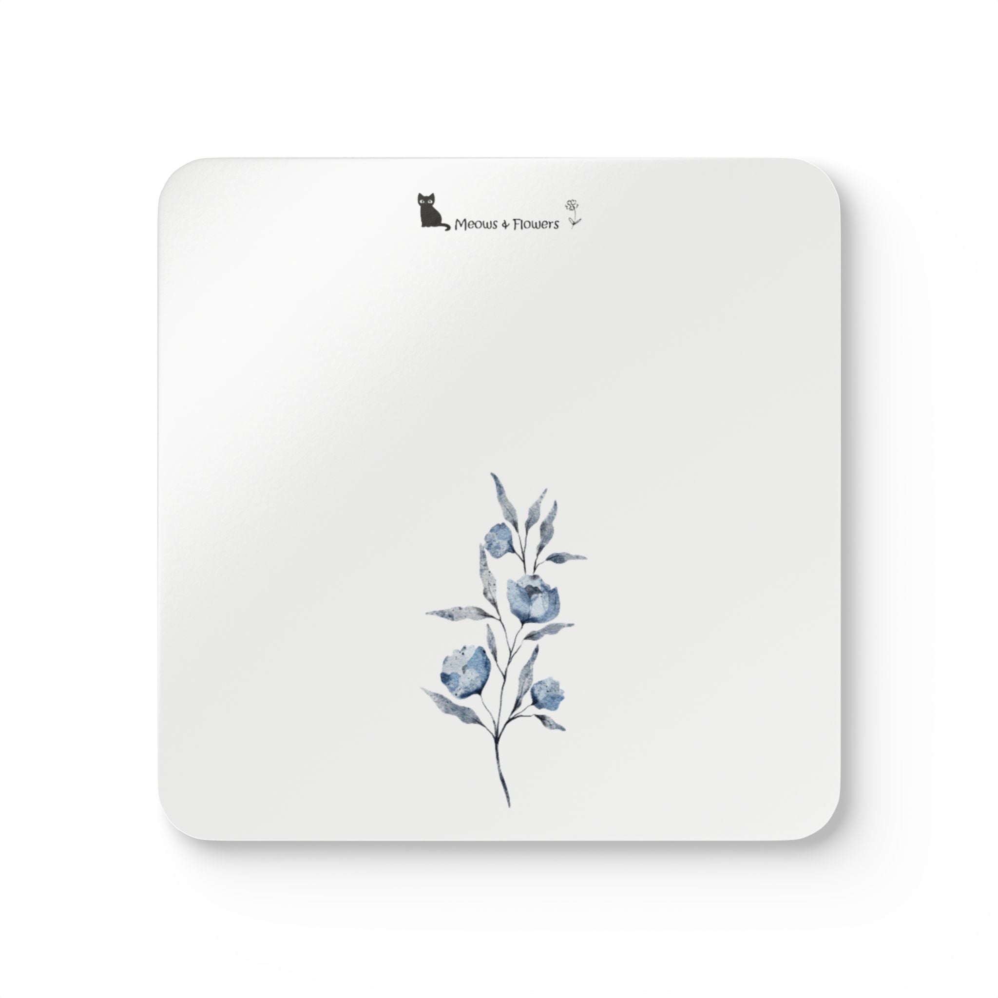 Corkwood Coaster Set (Light Blue Flower)