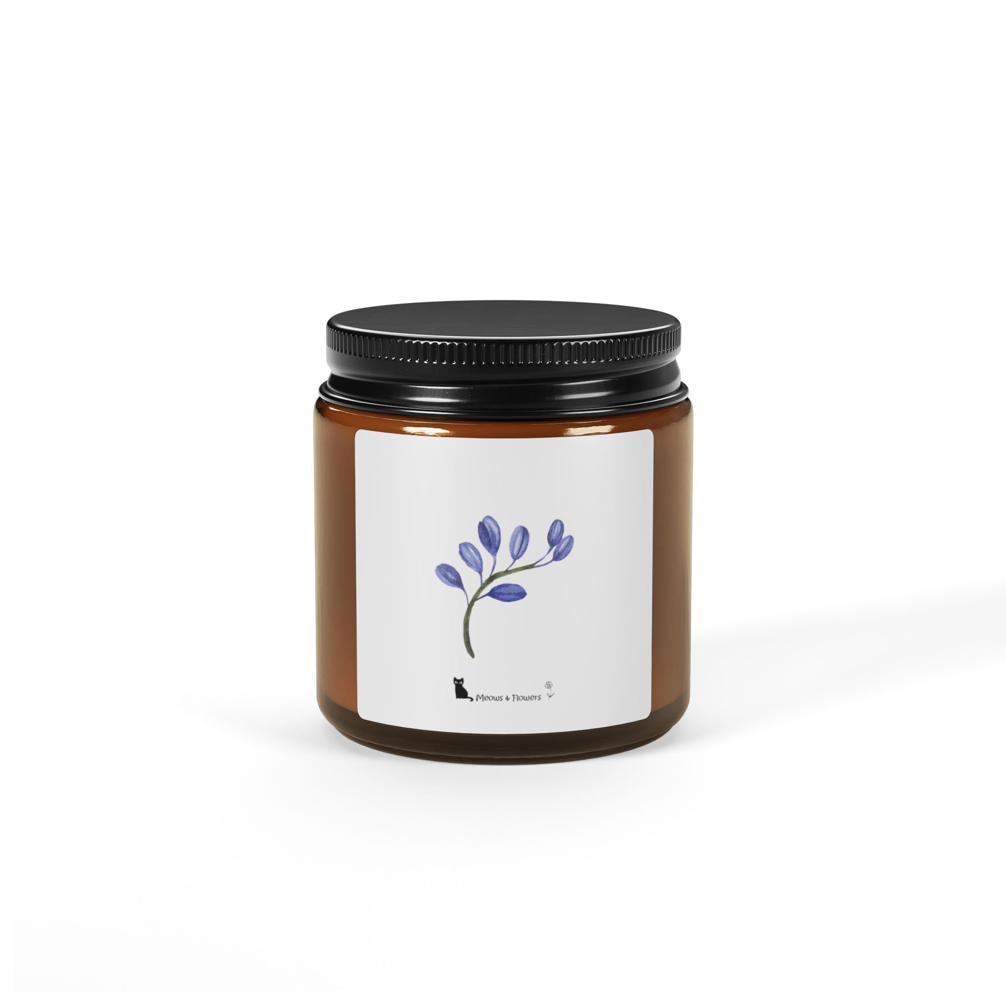 Scented Soy Candle (Amber Jar Blue Flower)