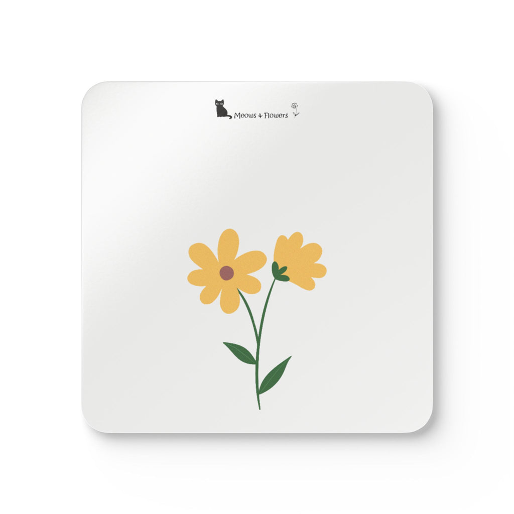 Corkwood Coaster Set (Yellow Flower)
