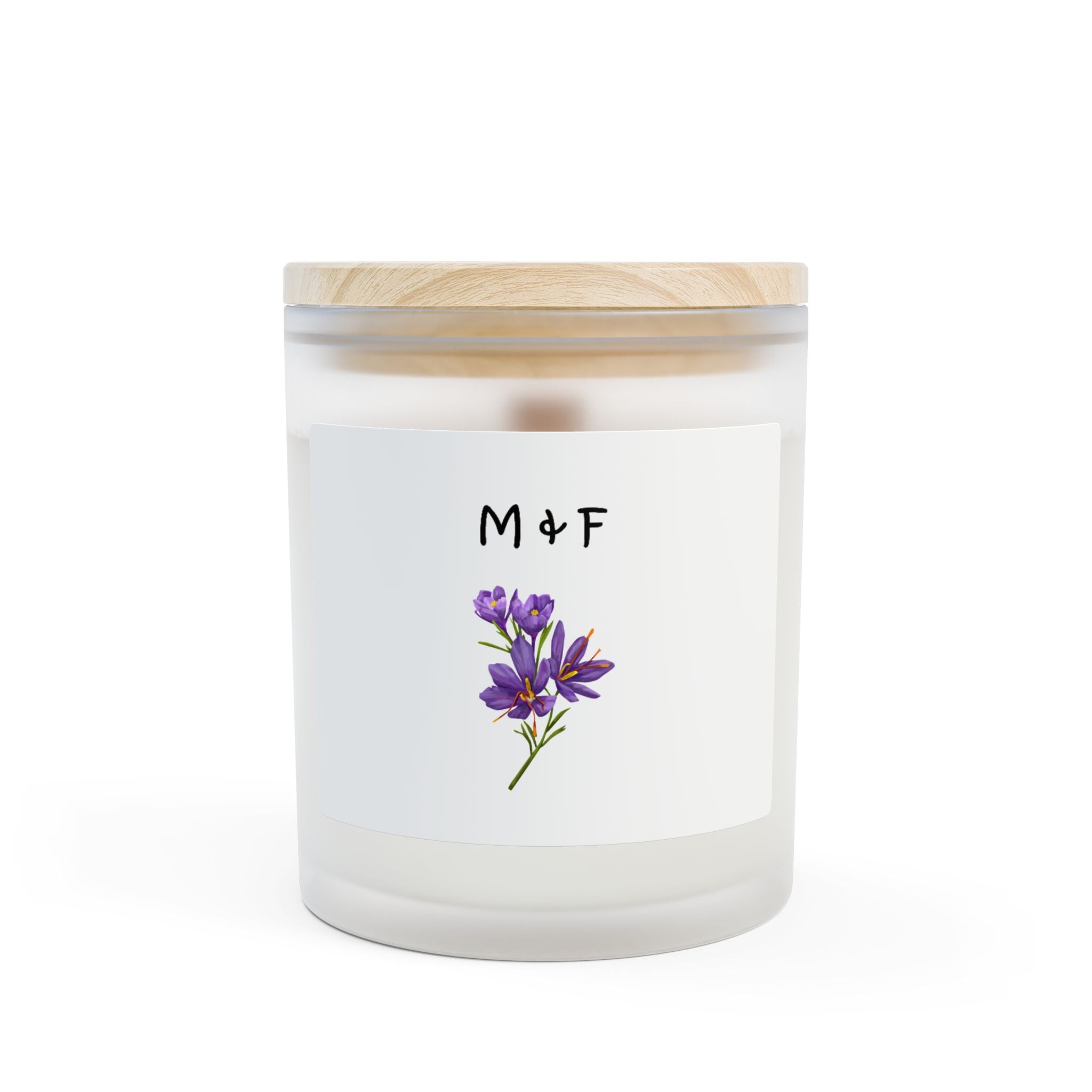 Glass Candle, 11oz (Purple Flower)