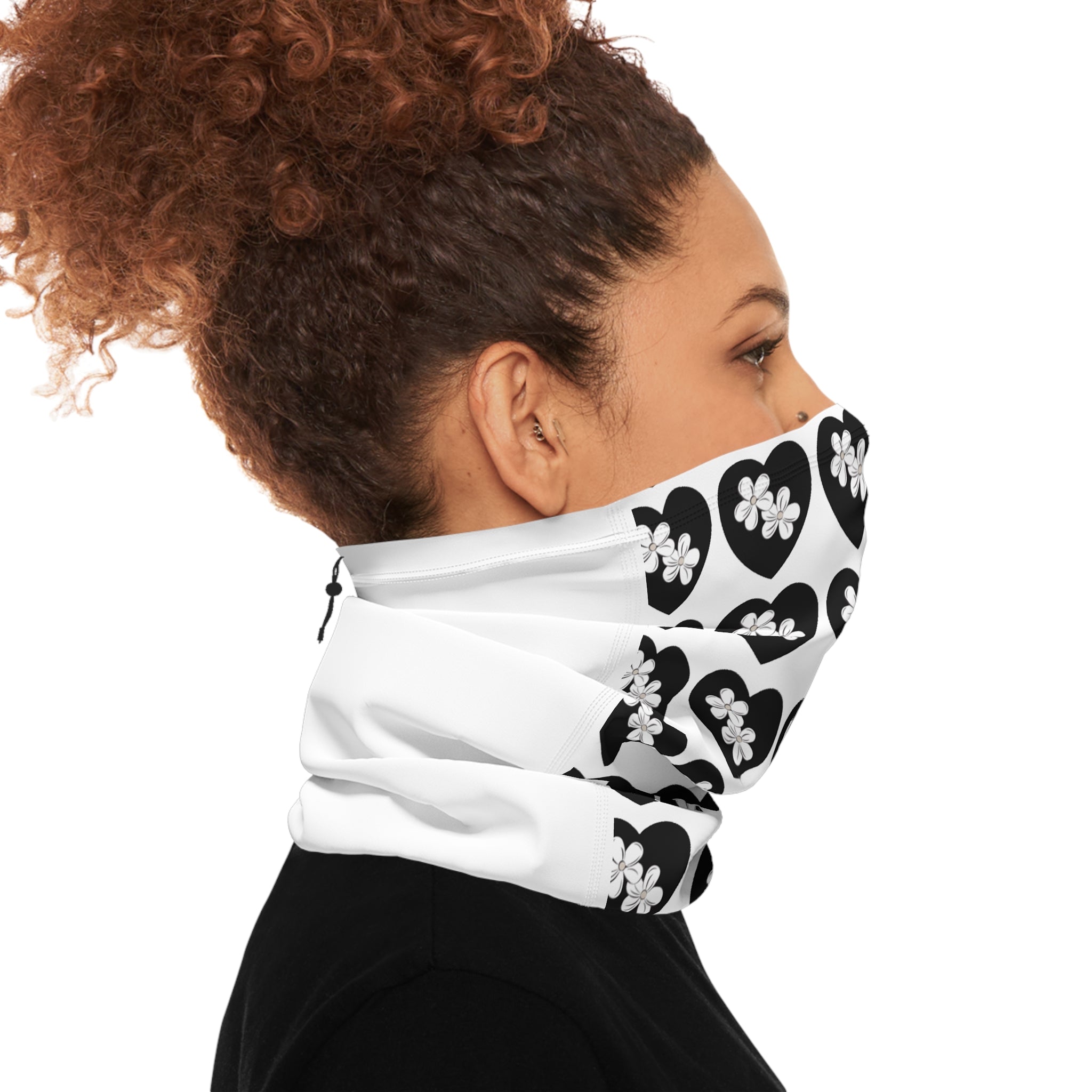 Winter Neck Gaiter With Drawstring Heart Logo