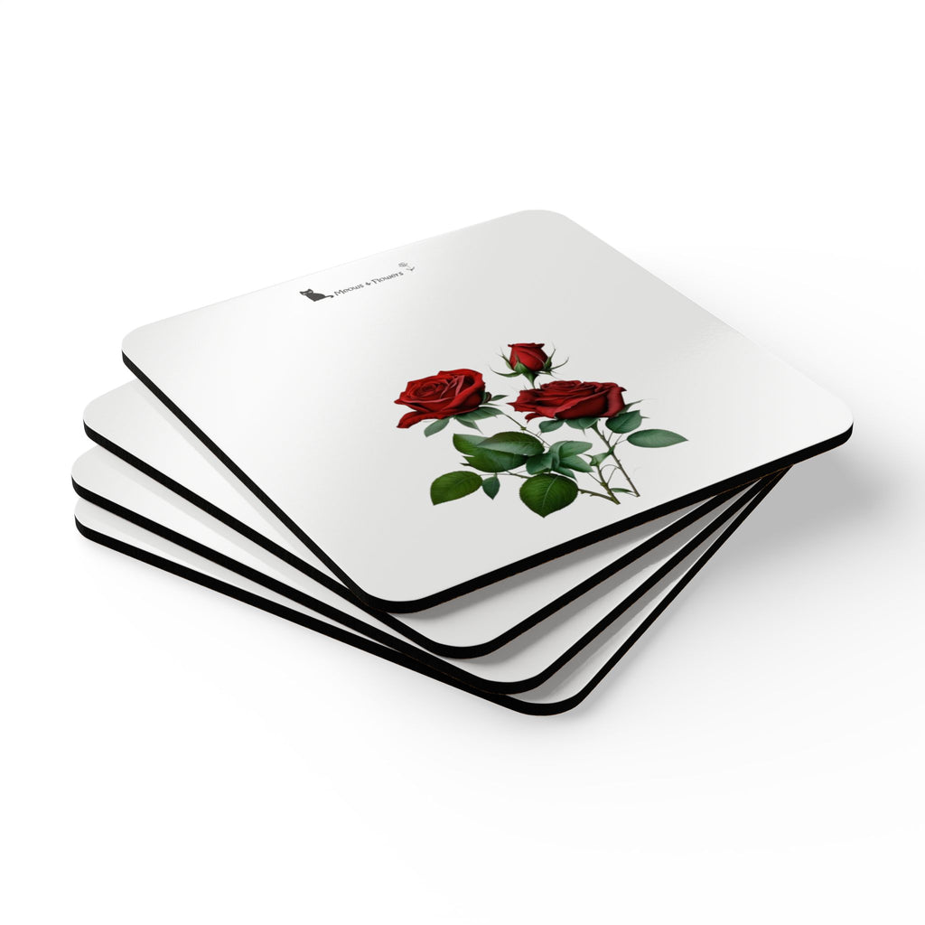 Corkwood Coaster Set (Roses Flower)