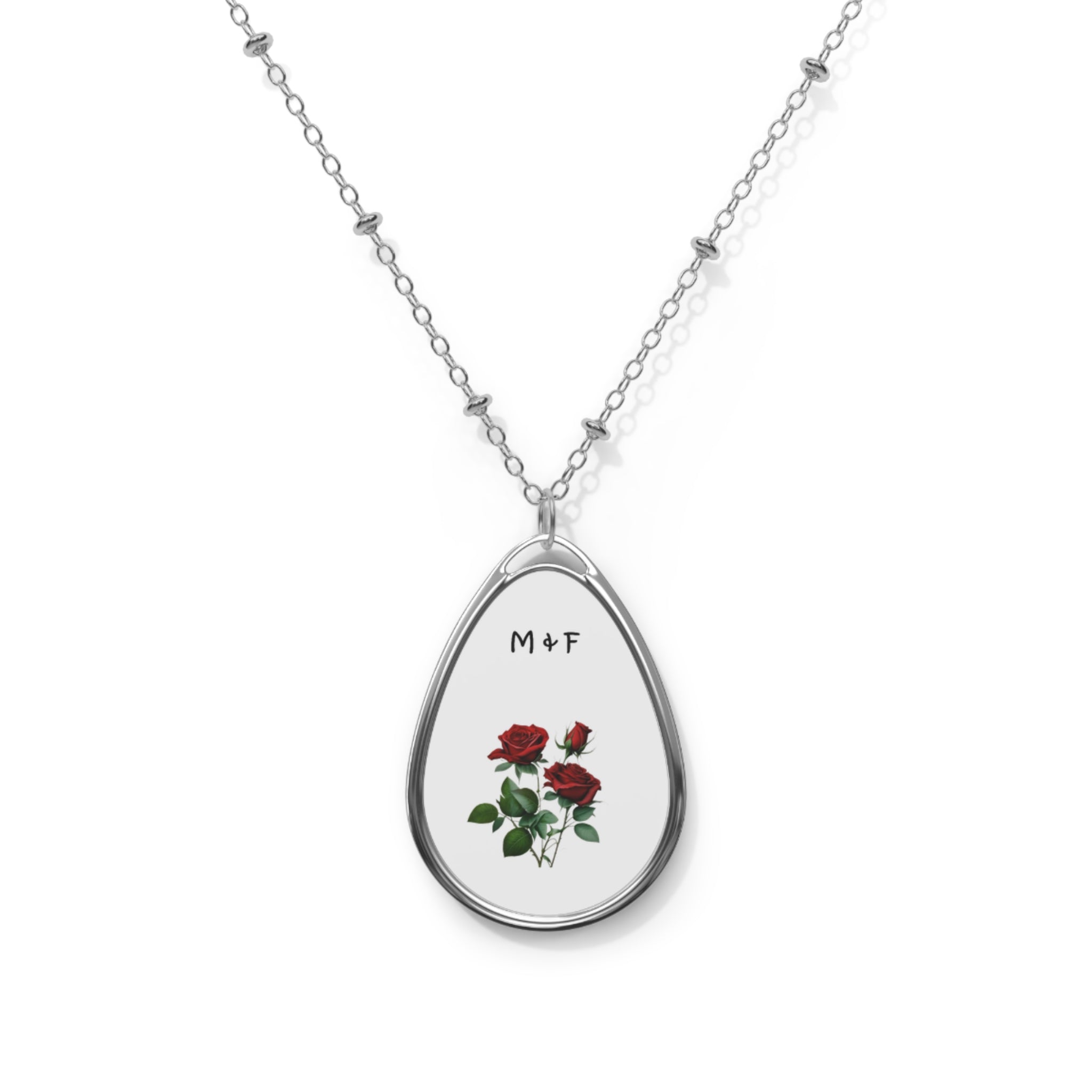 Oval Necklace (Roses Flower)
