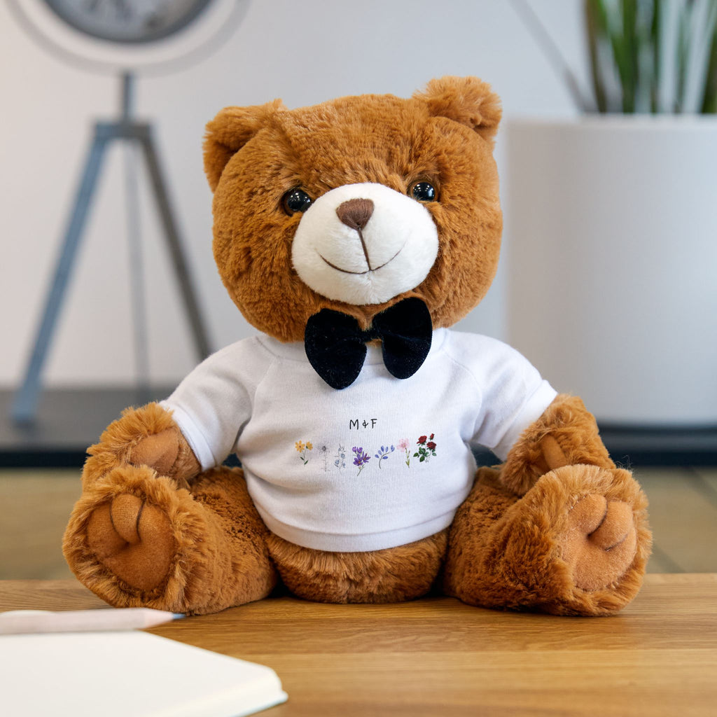 Teddy Bear with T-Shirt M&F all flowers