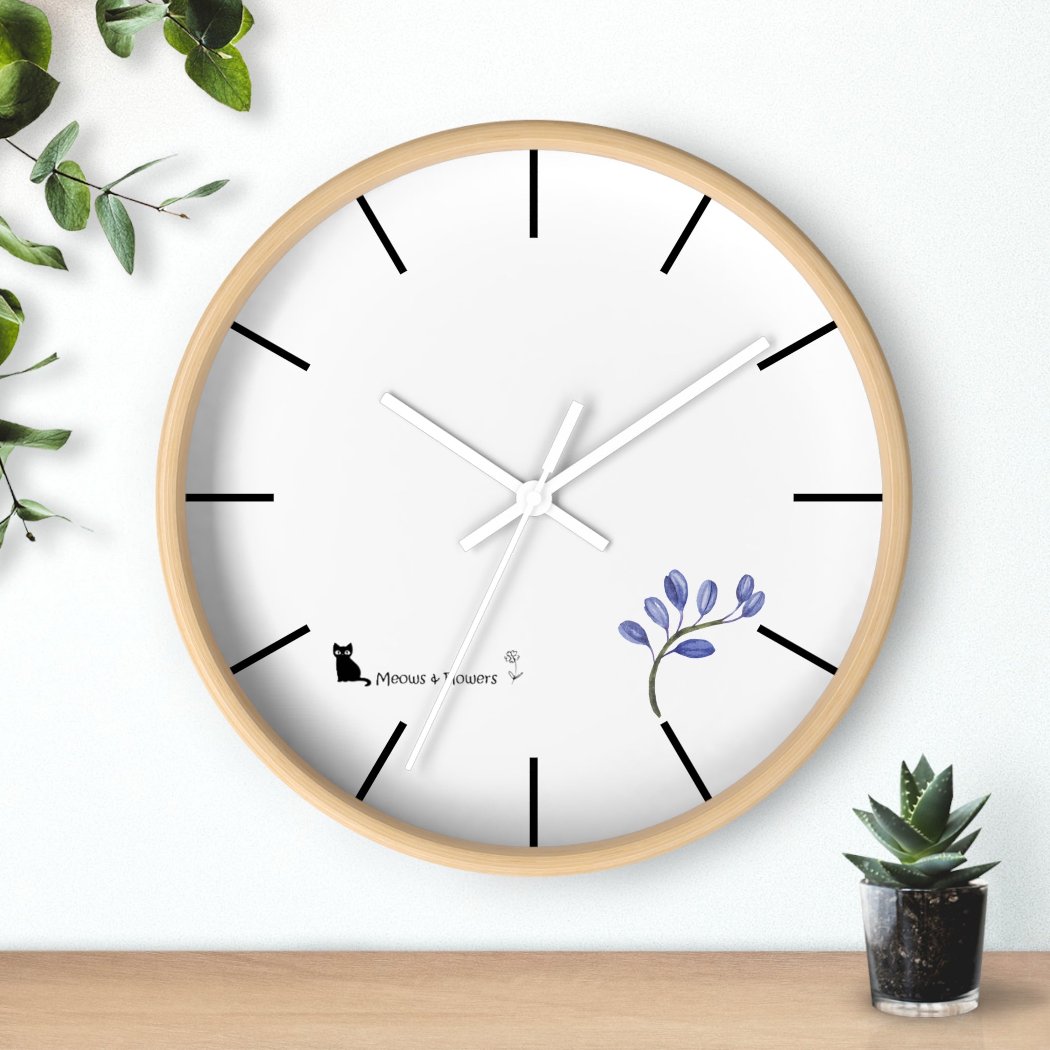 Wall Clock (Blue Flower)