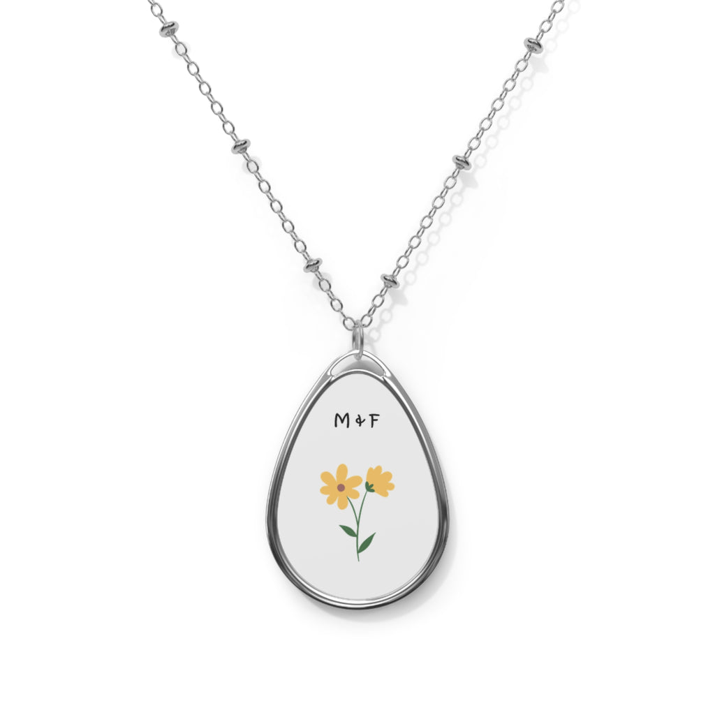 Oval Necklace (Yellow Flower)