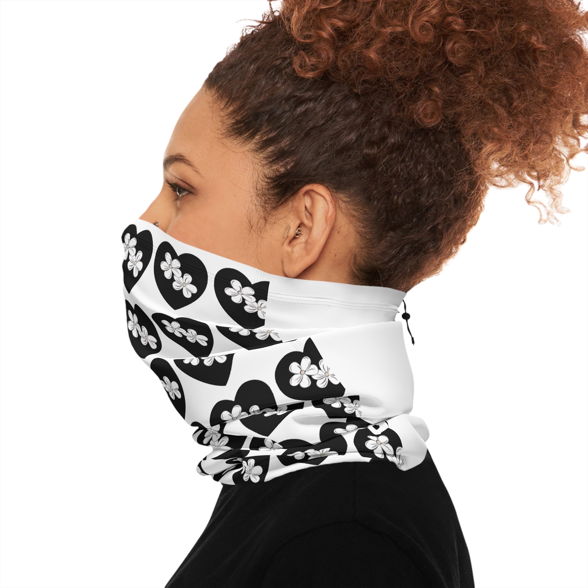 Winter Neck Gaiter With Drawstring Heart Logo