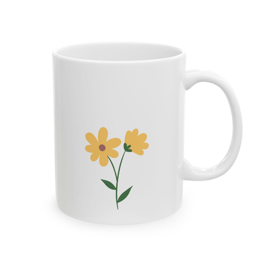 Ceramic Mug, (11oz) (Yellow Flower)