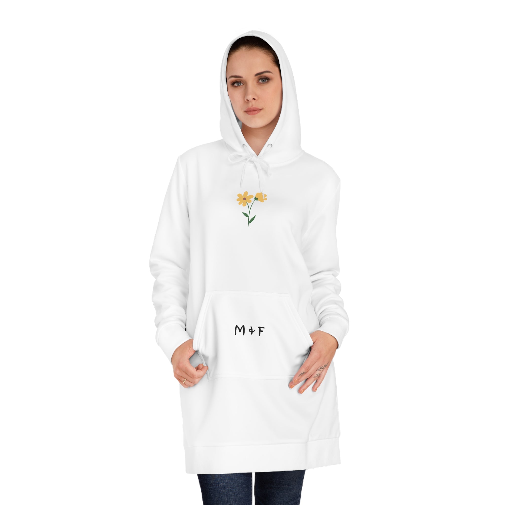 Women's Hoodie Dress (Yellow Flower)