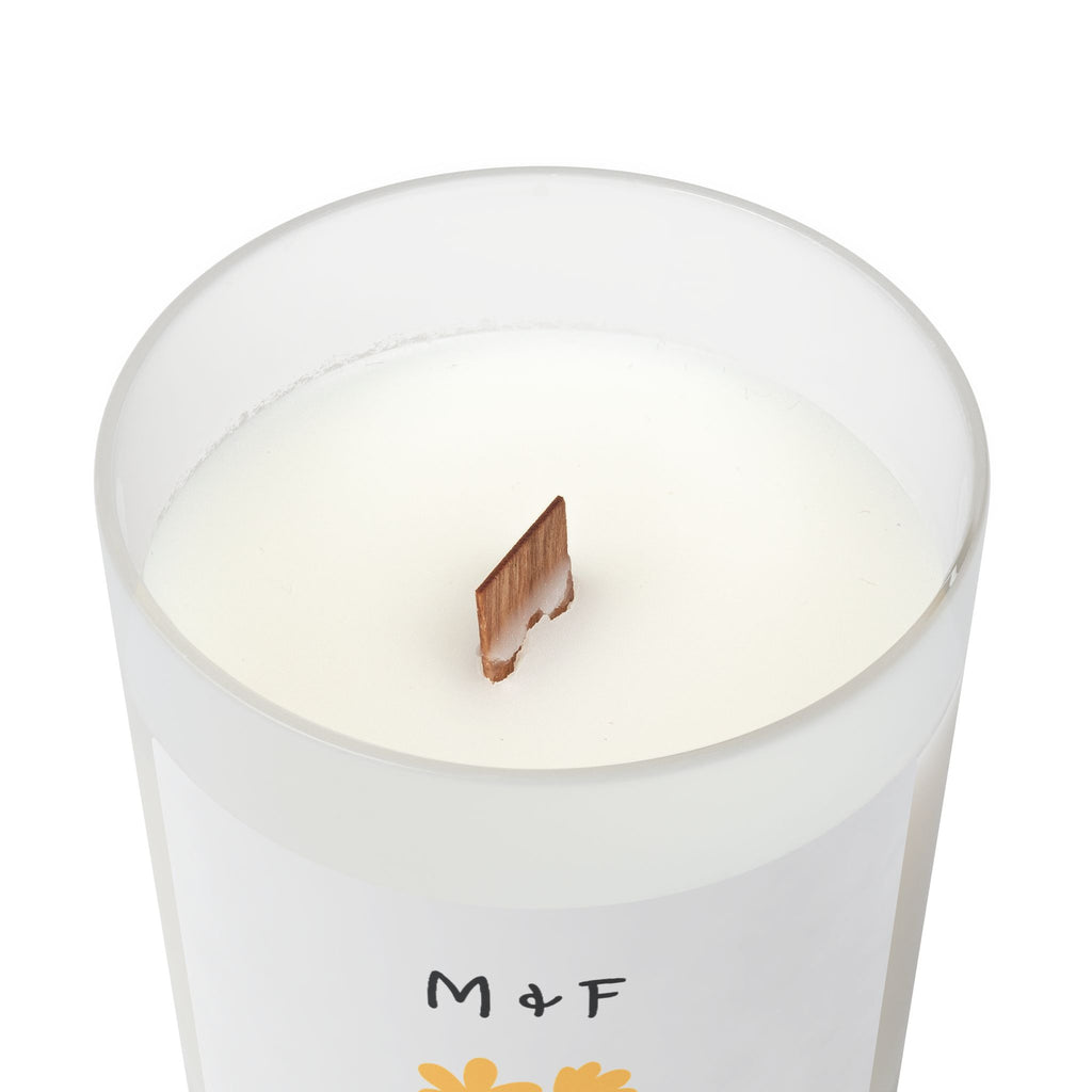 Frosted Glass Candle, 11oz (Yellow Flower)