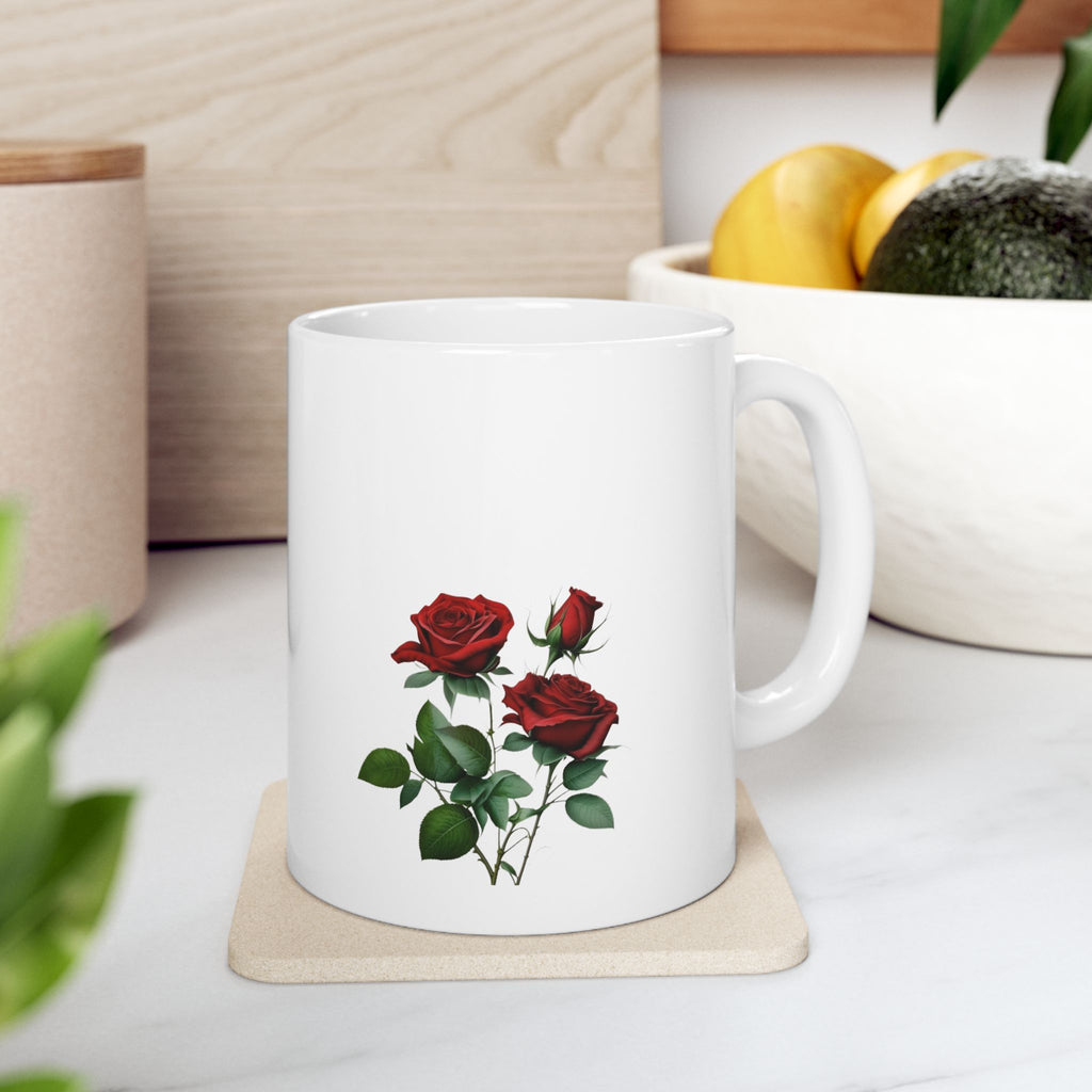 Ceramic Mug, (11oz) (Roses Flower)