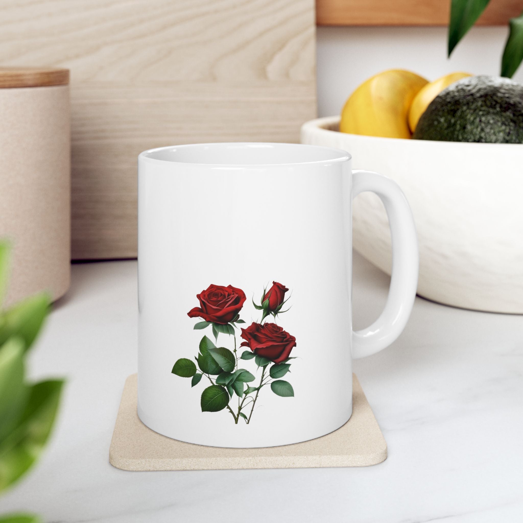 Ceramic Mug, (11oz) (Roses Flower)