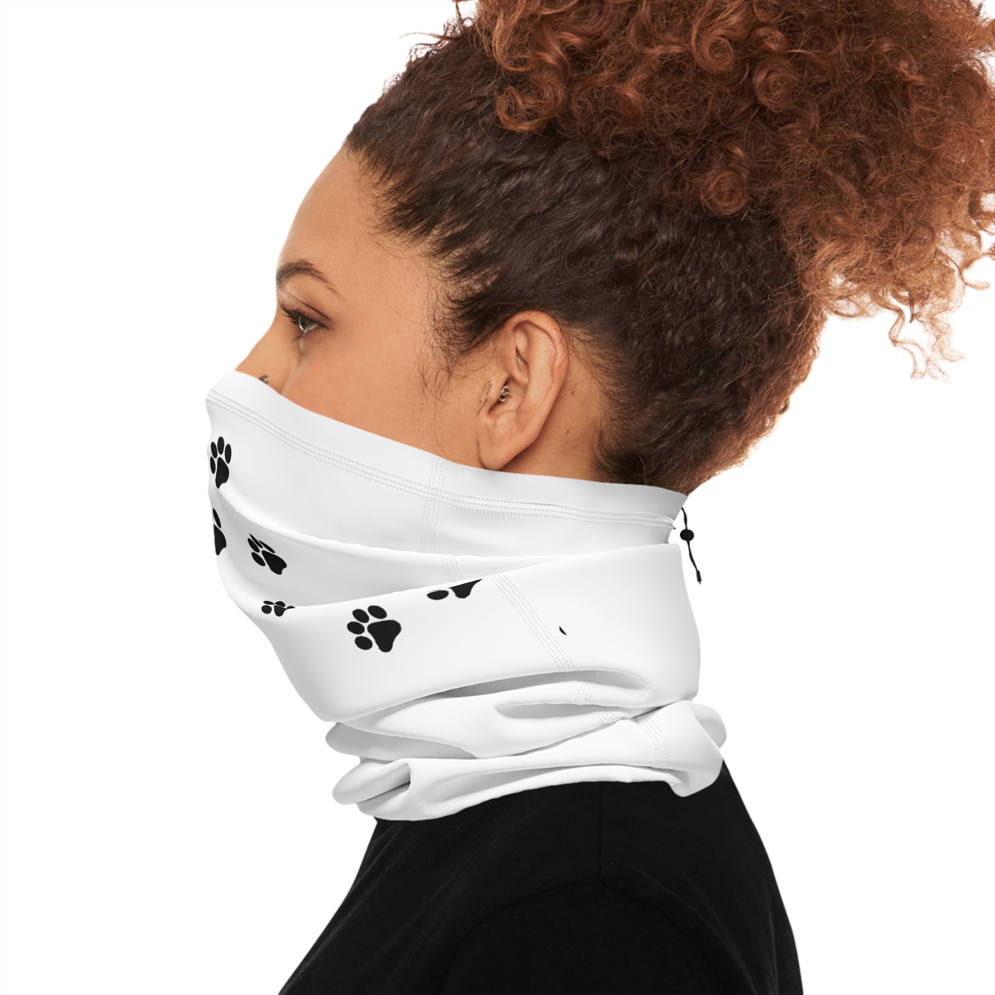 Winter Neck Gaiter With Drawstring paws Logo