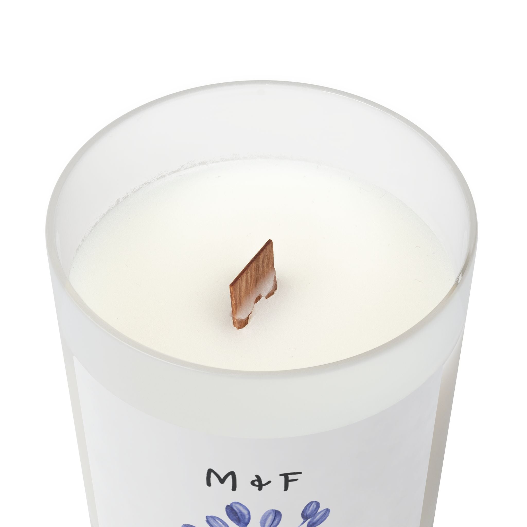 Frosted Glass Candle, 11oz (Blue Flower)