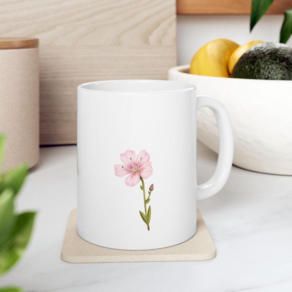 Ceramic Mug, (11oz) (Pink Flower)