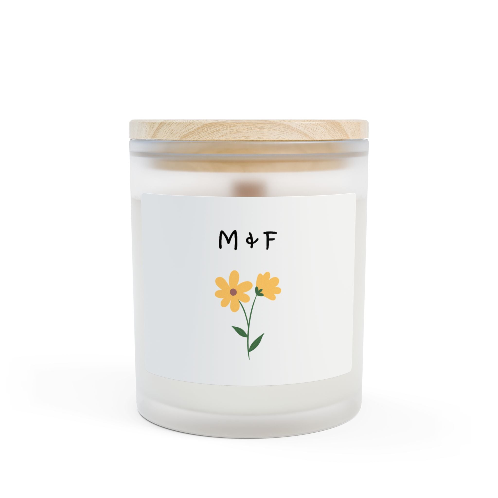 Frosted Glass Candle, 11oz (Yellow Flower)