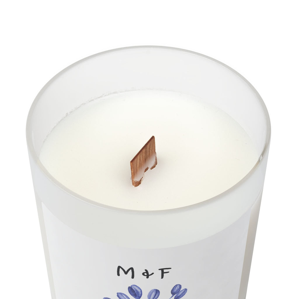 Frosted Glass Candle, 11oz (Blue Flower)