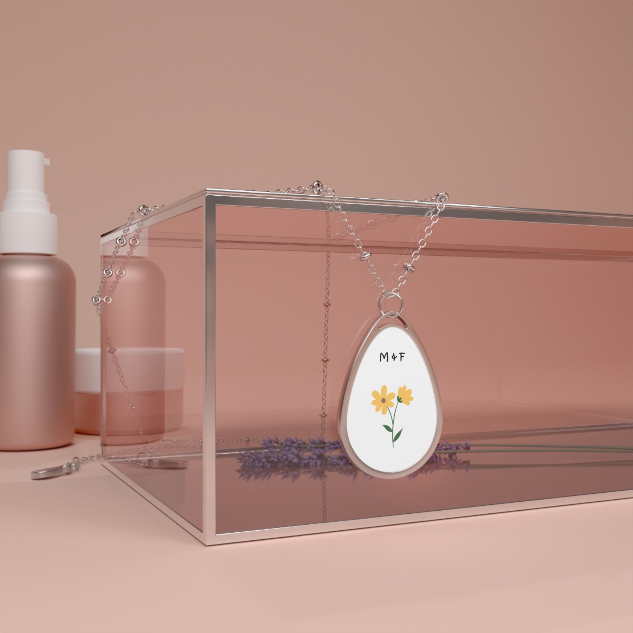 Oval Necklace (Yellow Flower)