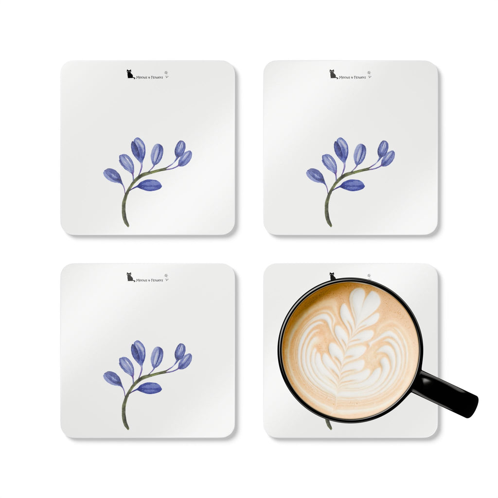 Corkwood Coaster Set (Blue Flower)