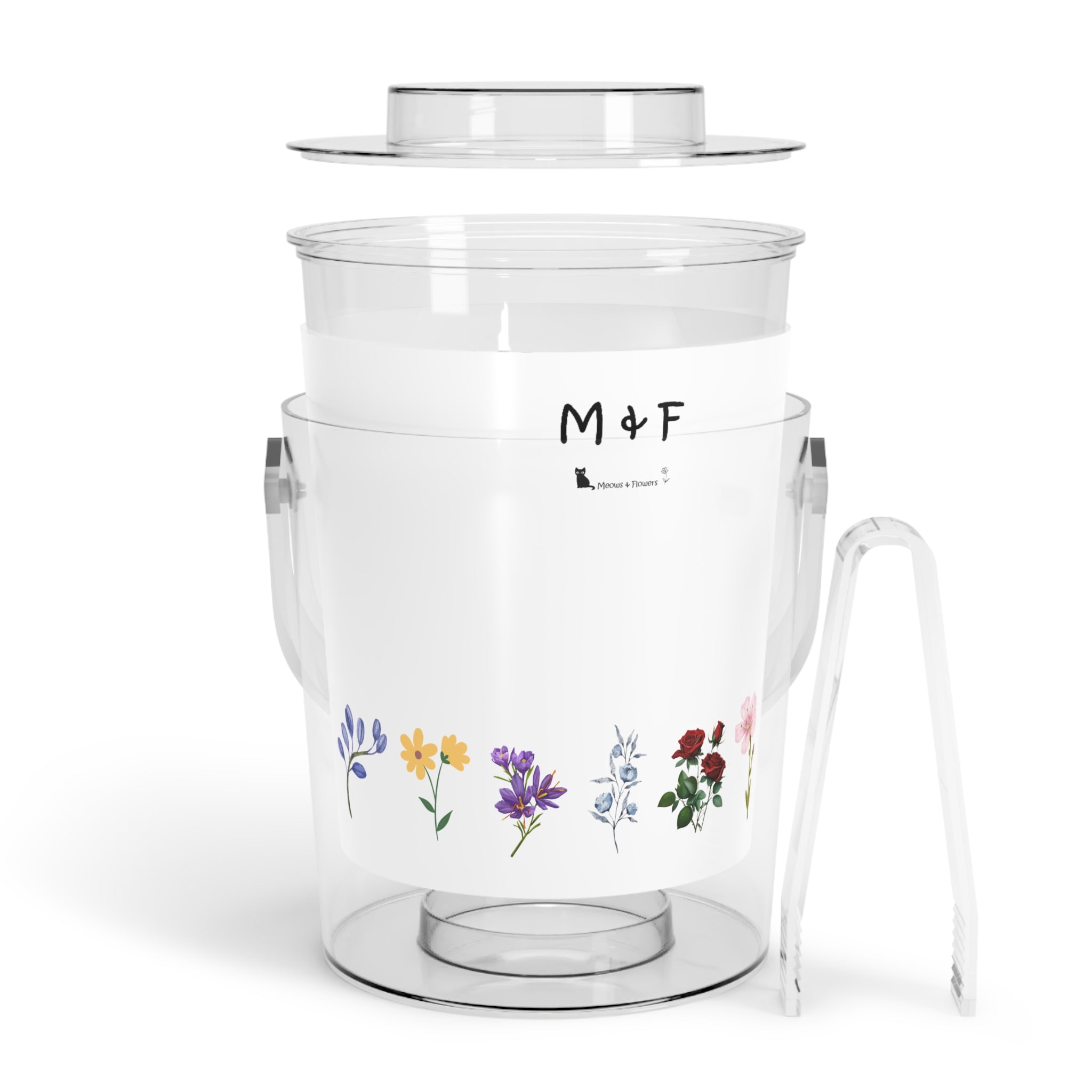 Ice Bucket with Tongs (All Flowers)