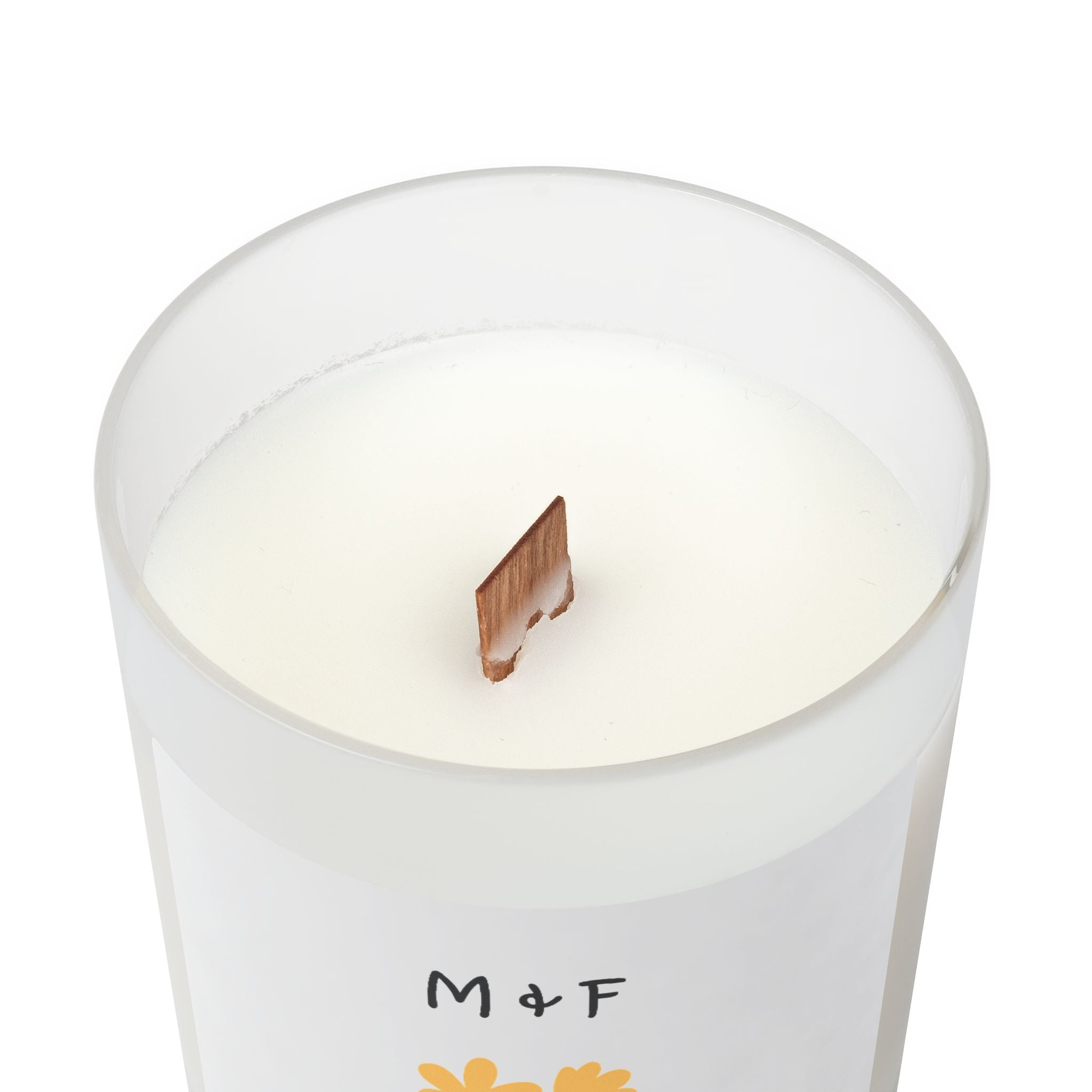 Frosted Glass Candle, 11oz (Yellow Flower)