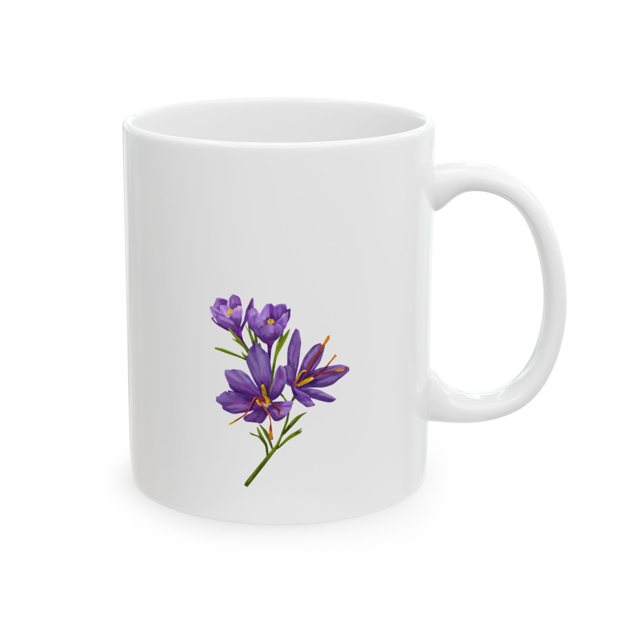 Ceramic Mug, (11oz) (Purple Flower)