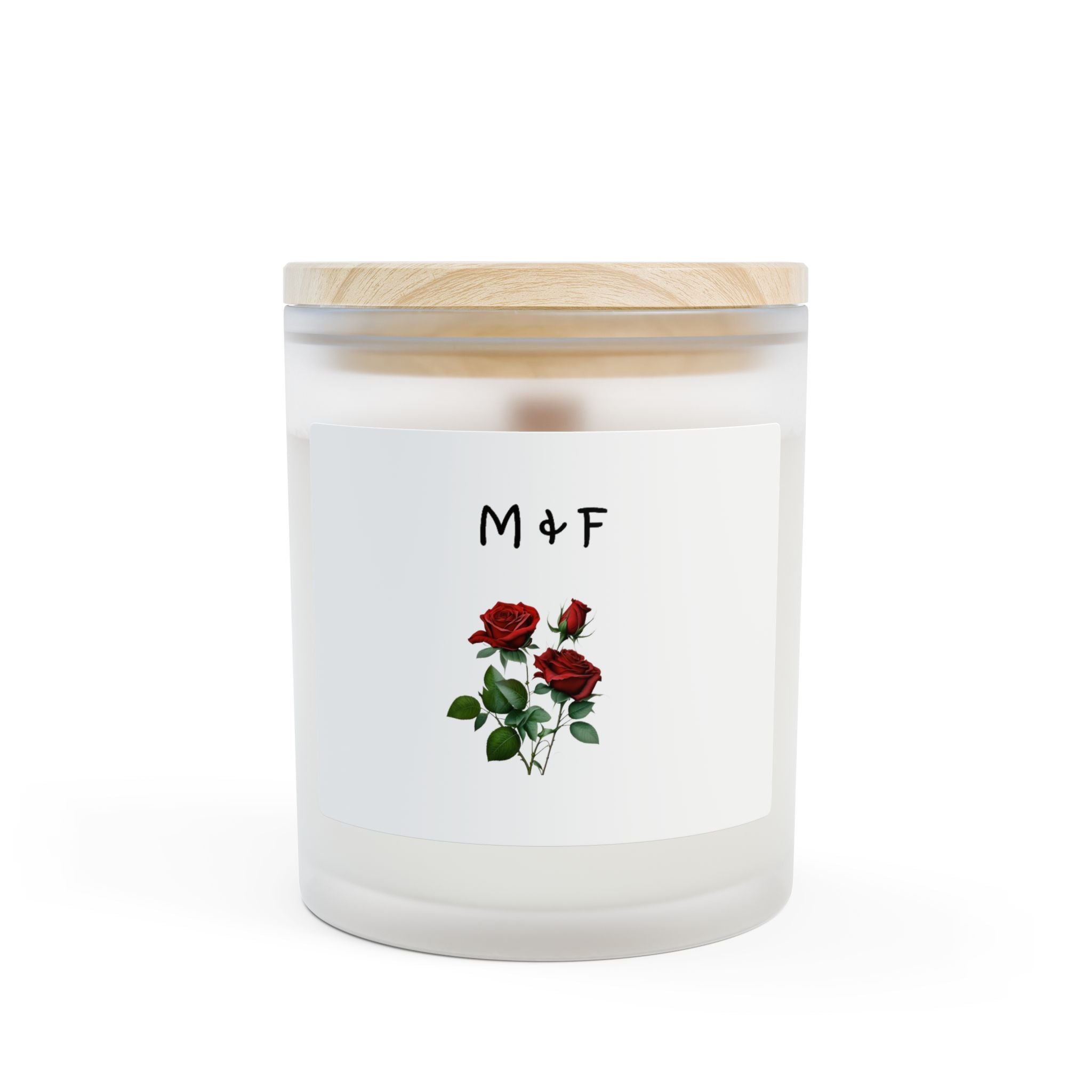 Frosted Glass Candle, 11oz (Roses Flower)