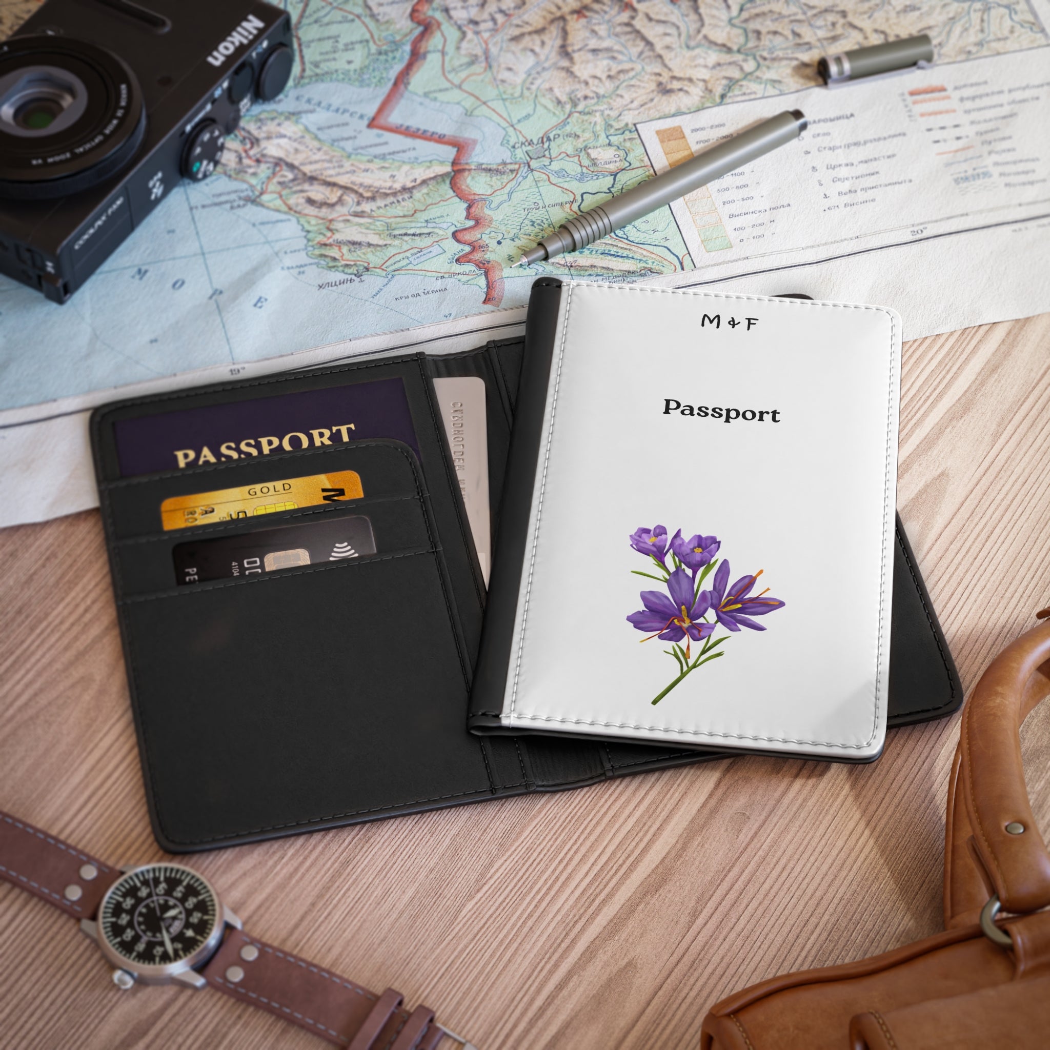 Passport Cover (Purple Flower)