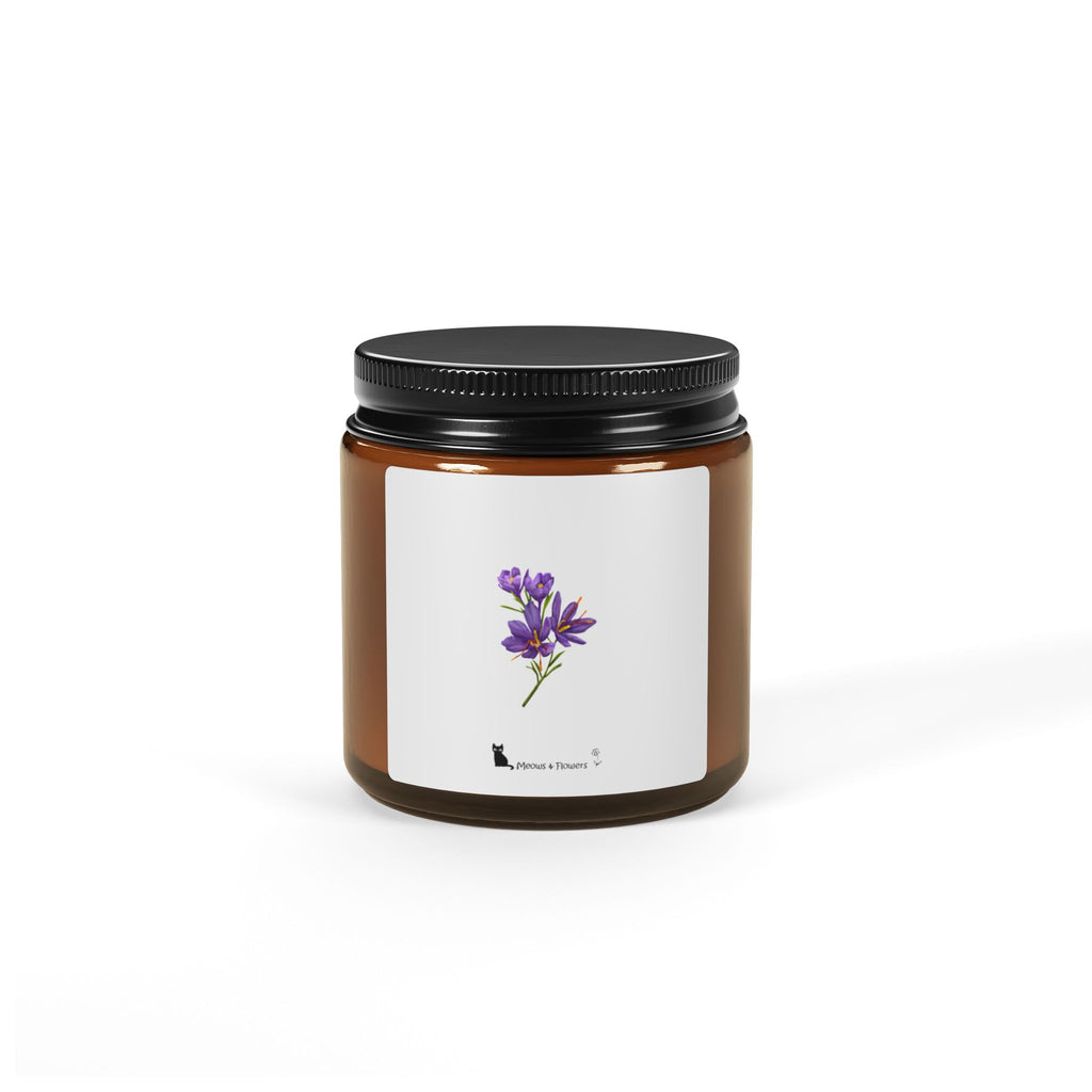 Scented Soy Candle (Amber Jar Purple Flower)