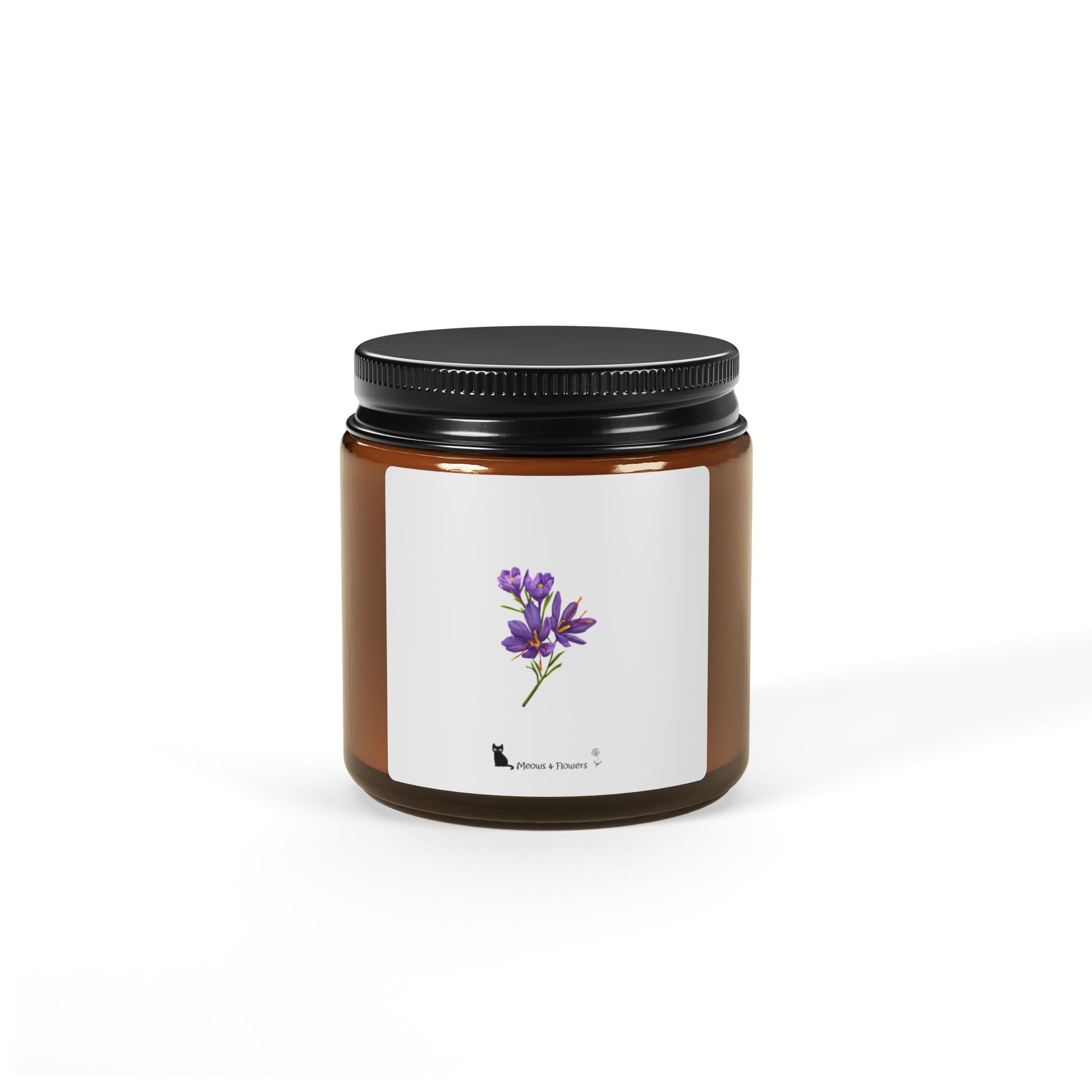 Scented Soy Candle (Amber Jar Purple Flower)