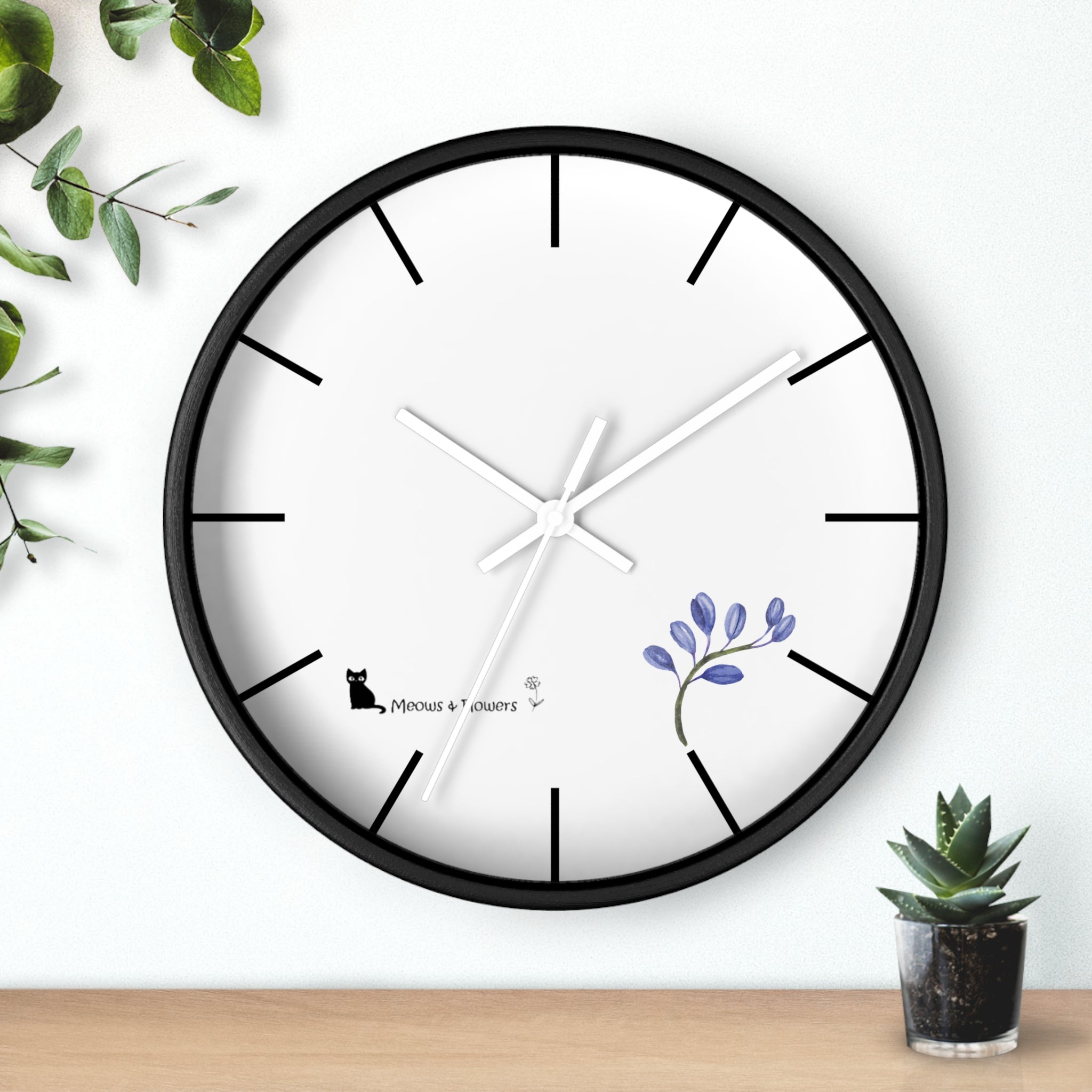 Wall Clock (Blue Flower)