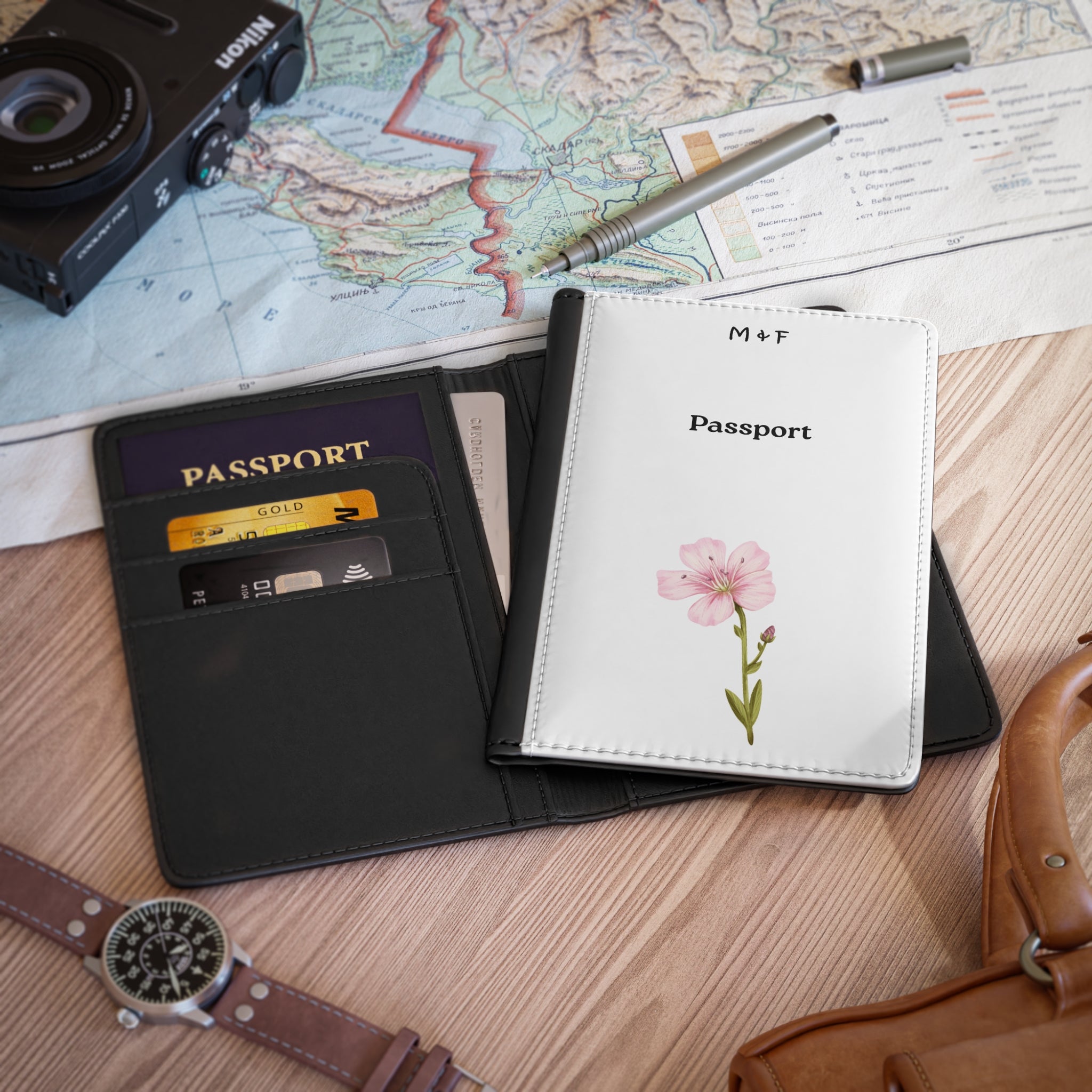 Passport Cover (Pink Flower)