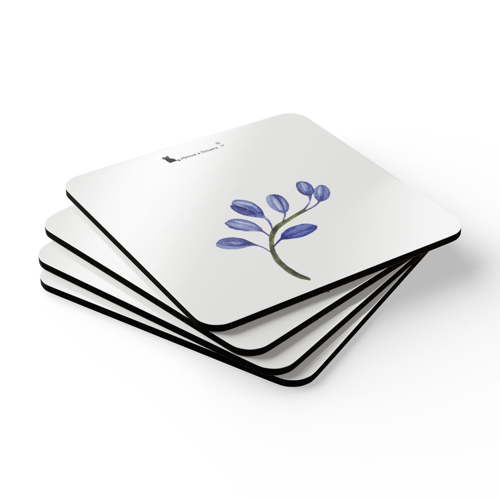 Corkwood Coaster Set (Blue Flower)