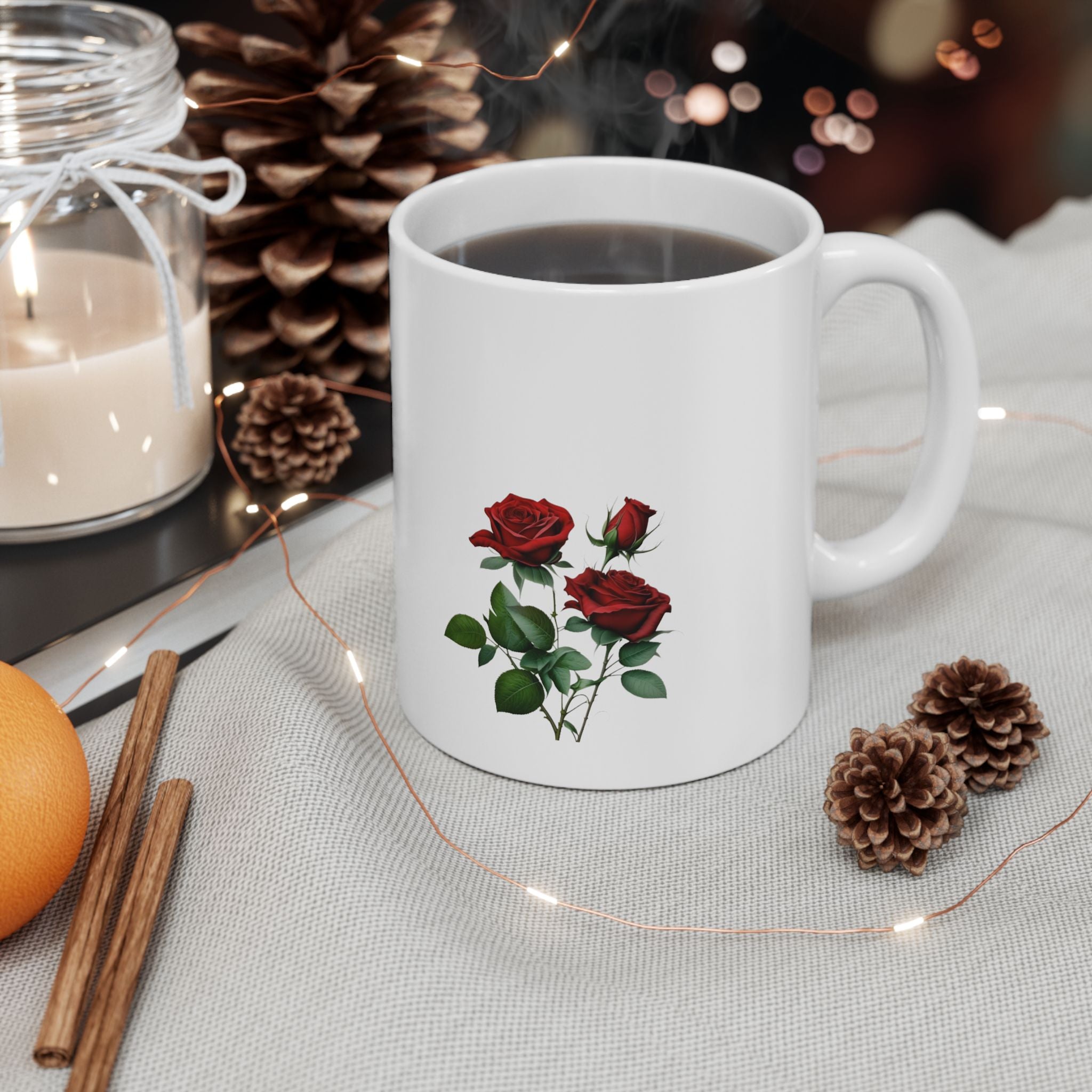 Ceramic Mug, (11oz) (Roses Flower)