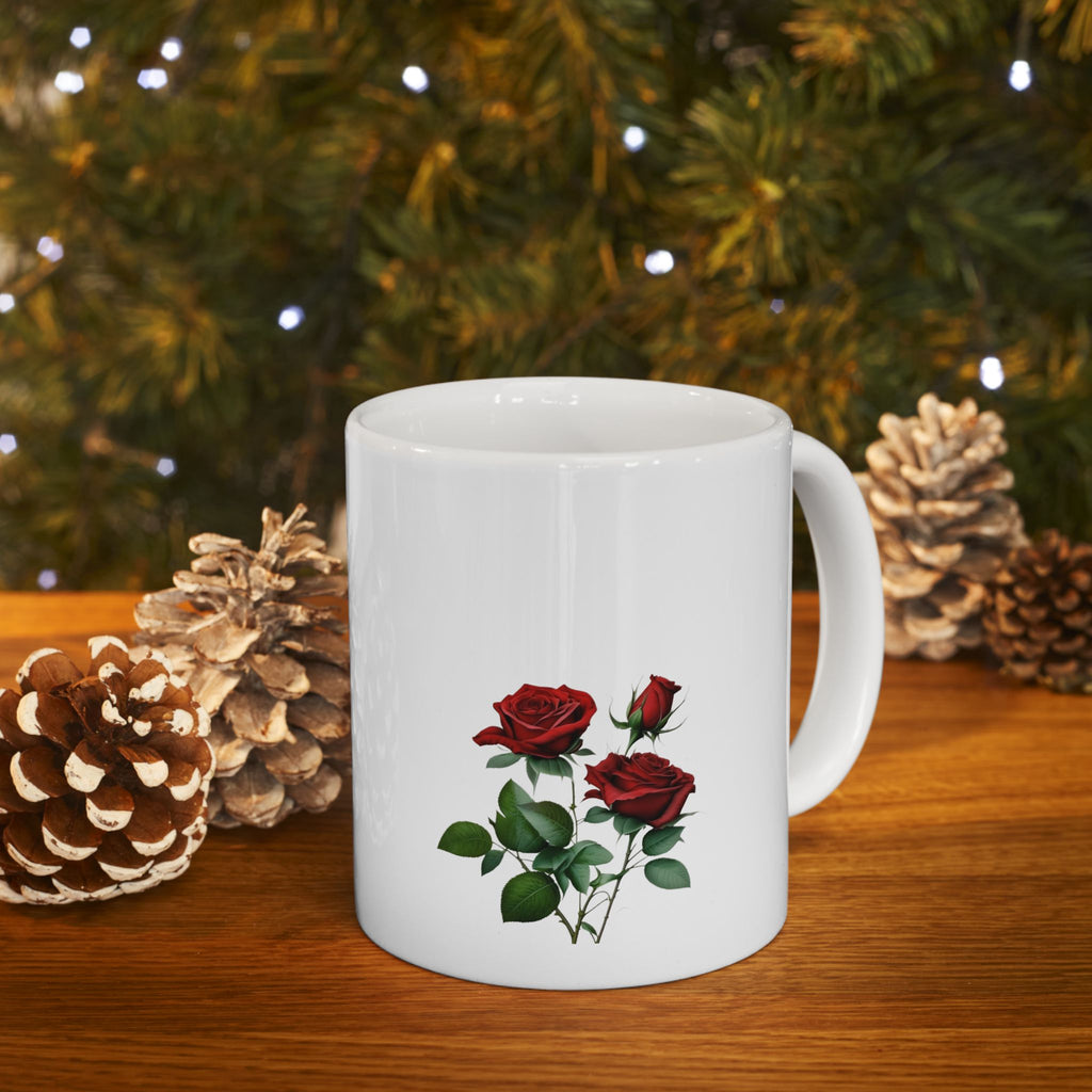 Ceramic Mug, (11oz) (Roses Flower)