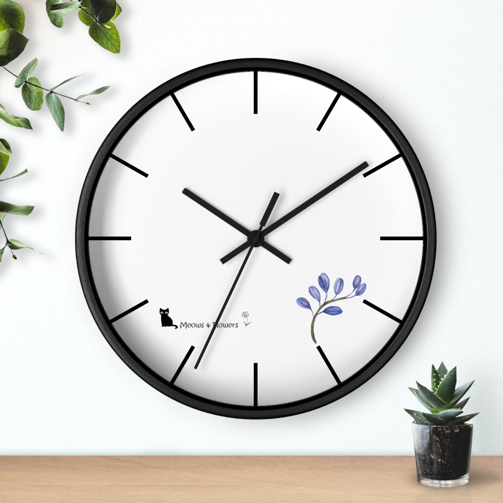 Wall Clock (Blue Flower)